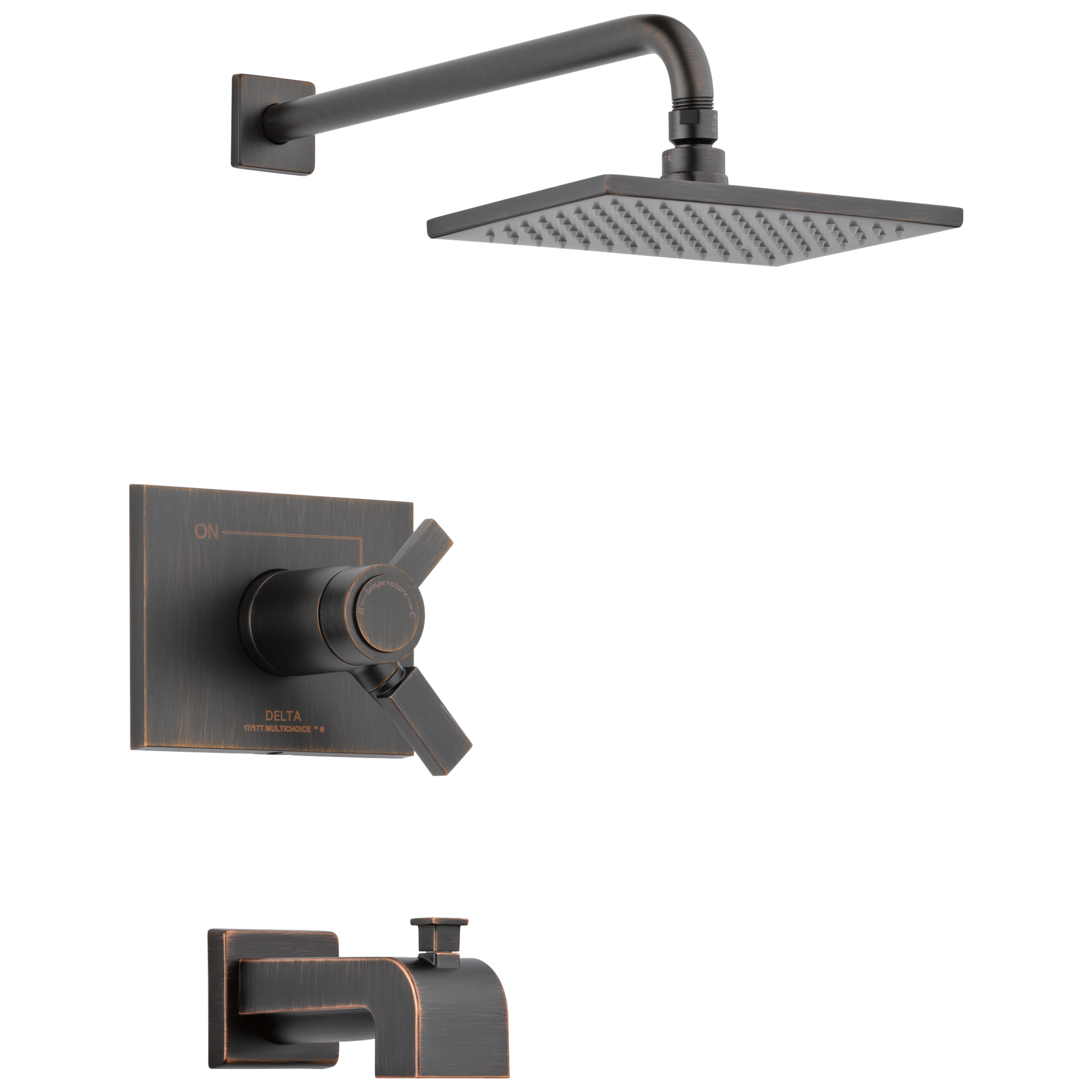 Delta T17T453-RB Vero Venetian Bronze 2-handle Single function 8.656-Inches Square Bathtub and shower Faucet