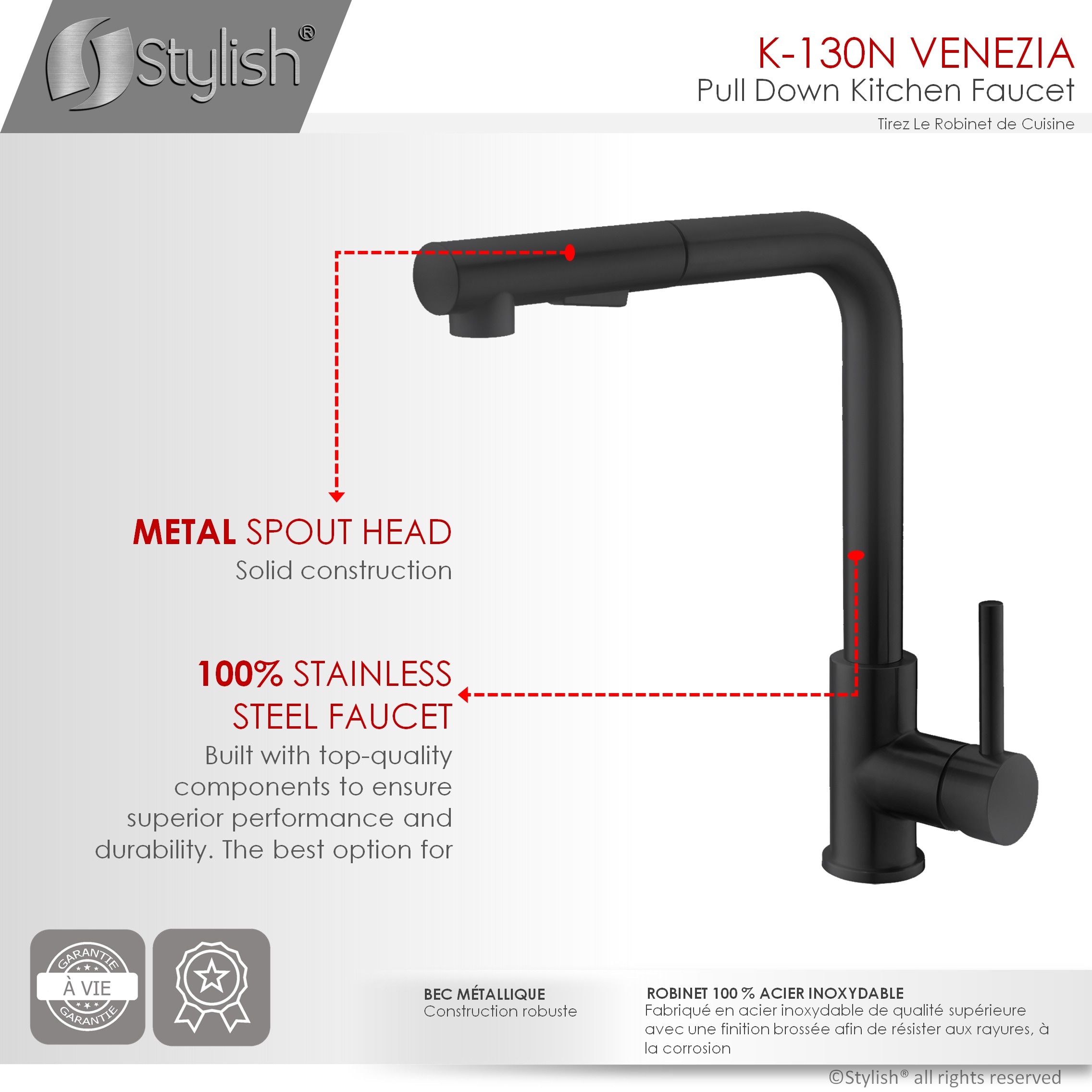Stylish K130NS01N Kitchen-Faucets - View #3