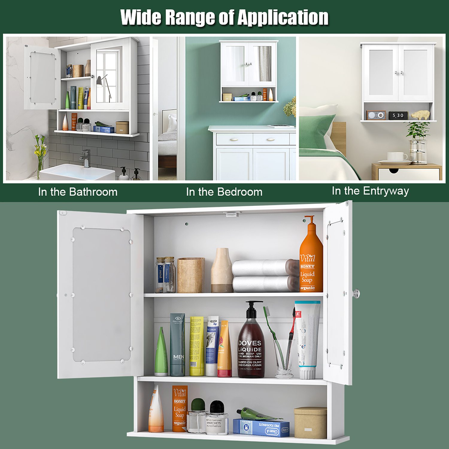 Costway CSHY000126 Bathroom-Medicine-Cabinets - View #6