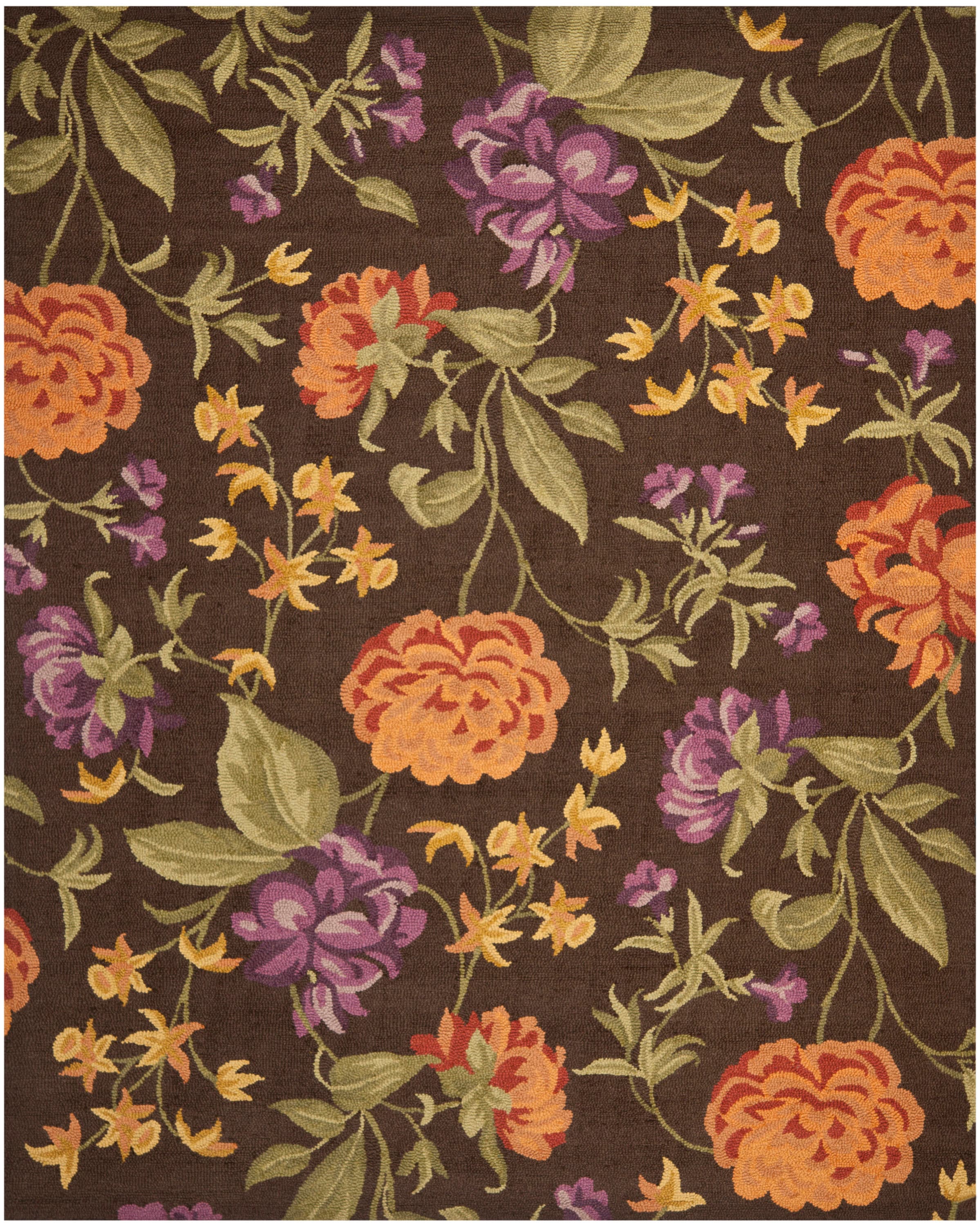 Safavieh BLM788A-5 Blossom Cammie 5 x 8 (ft) Hooked Wool Brown/Multi Rectangular Indoor Floral/Botanical Farmhouse/Cottage Area rug
