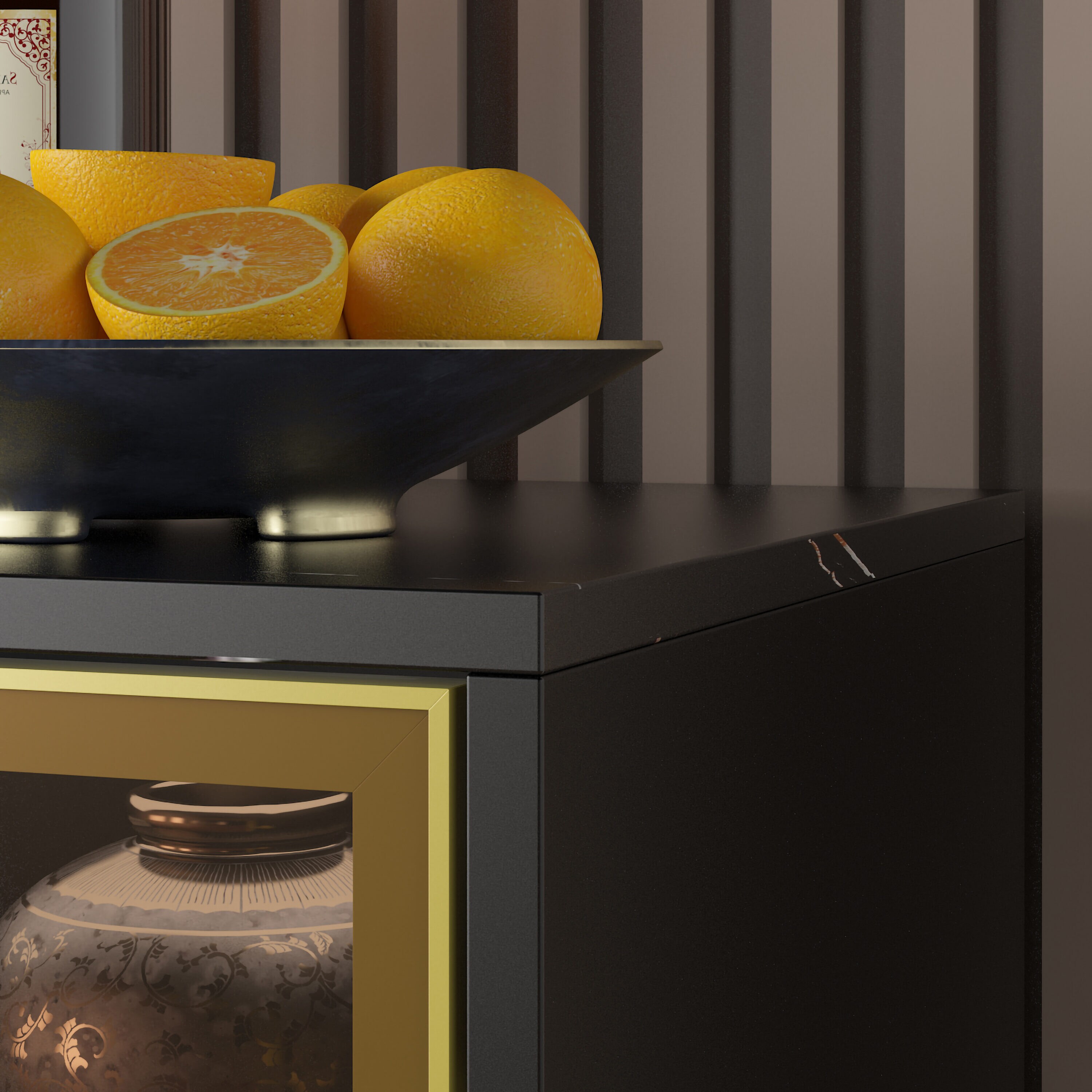 FUFU&GAGA Sideboard Buffet Contemporary/Modern Black Sideboard with Wine Storage in the Dining