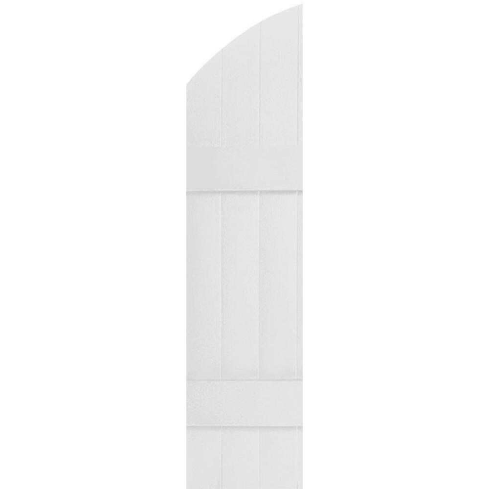 Ekena Millwork LJ6S14X05300WH Lifetime Quickship Four Board Joined with Archtop 14-in W x 53-in H White Paintable/Stainable Farmhouse Exterior Shutters (2-Pack)