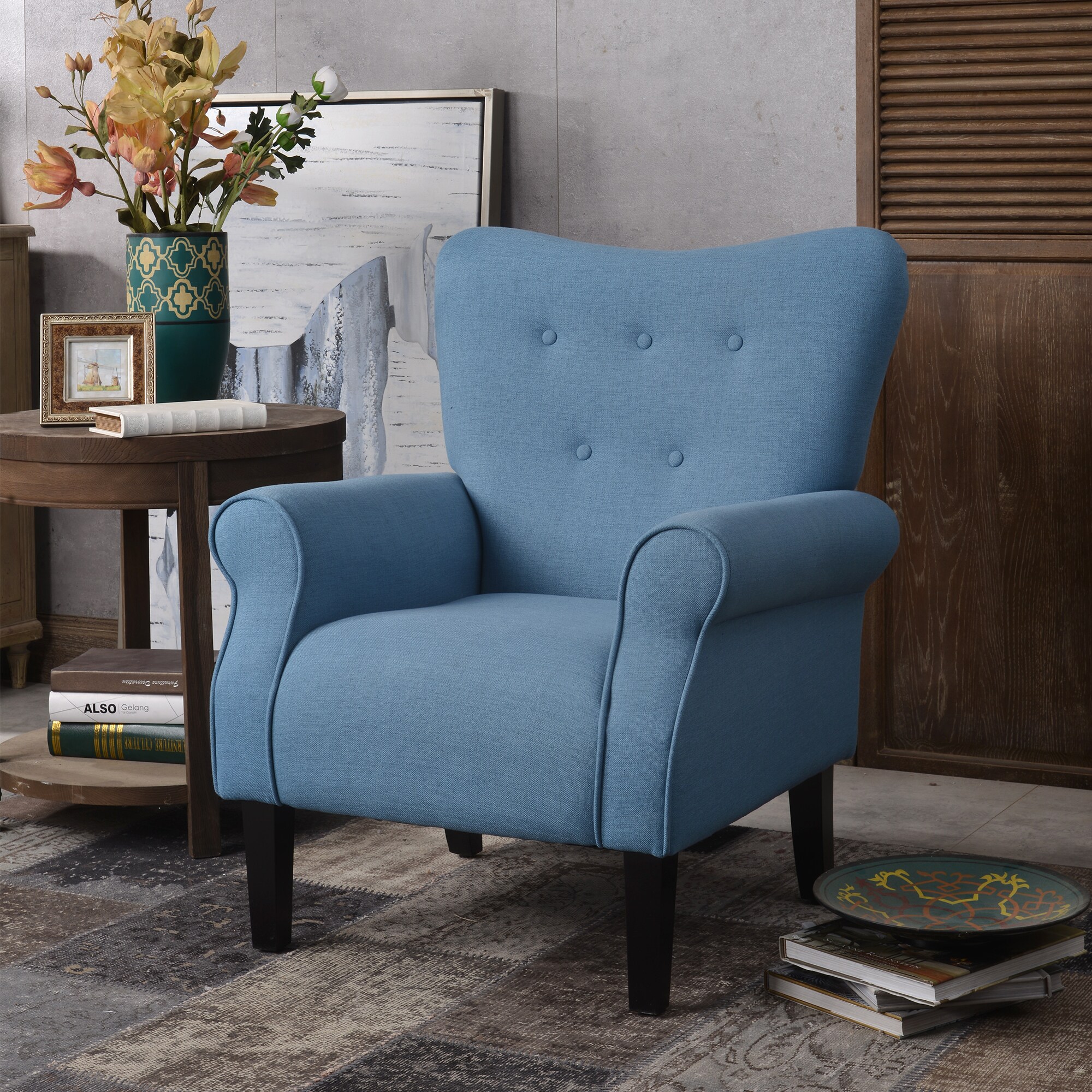 blue accent chair for bedroom