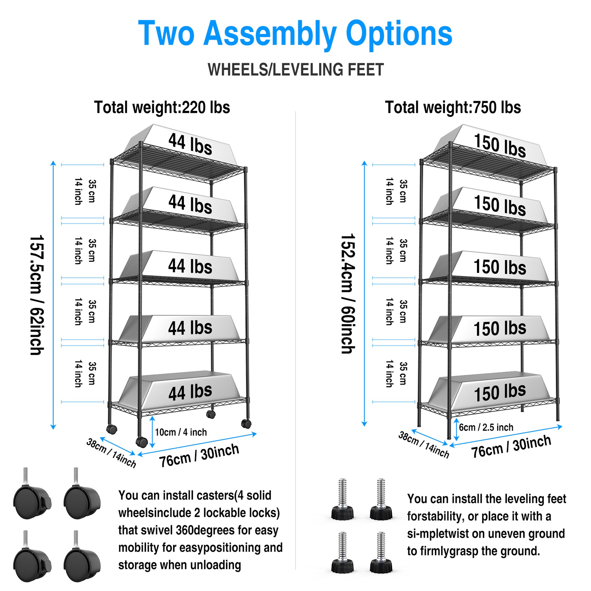 Gaierptone Metal Heavy Duty 5-Tier Utility Shelving Unit (30-in W x 14 ...