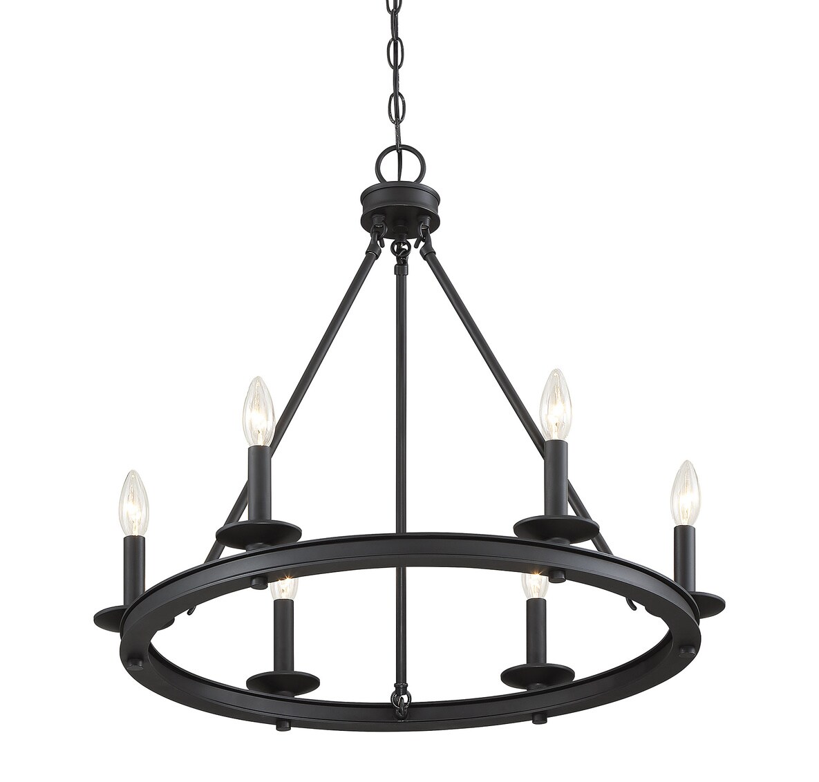 Matte Black 6-Light Metal Candle Chandelier