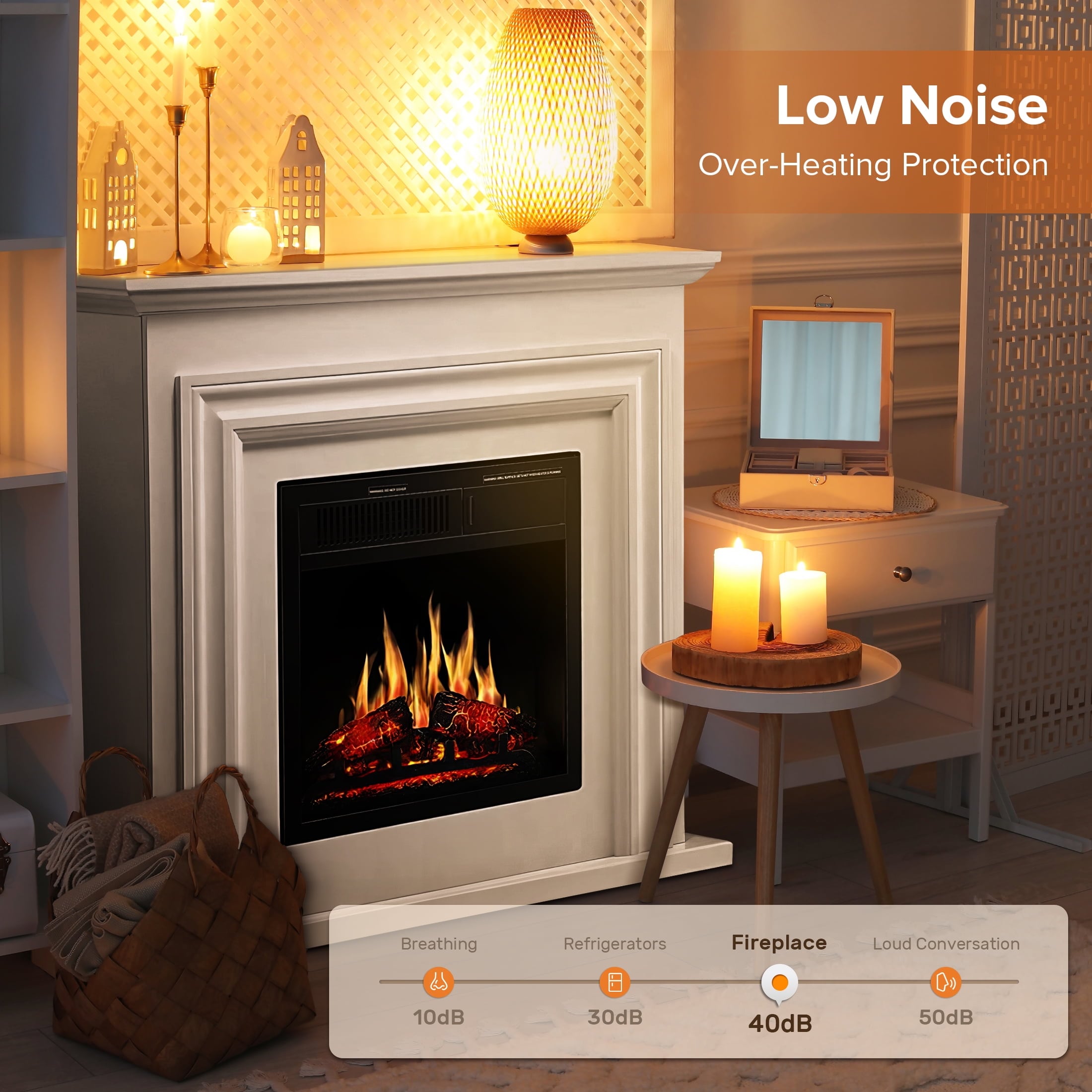 COWSAR M27-PEARLWHITE Electric-Fireplaces - View #6