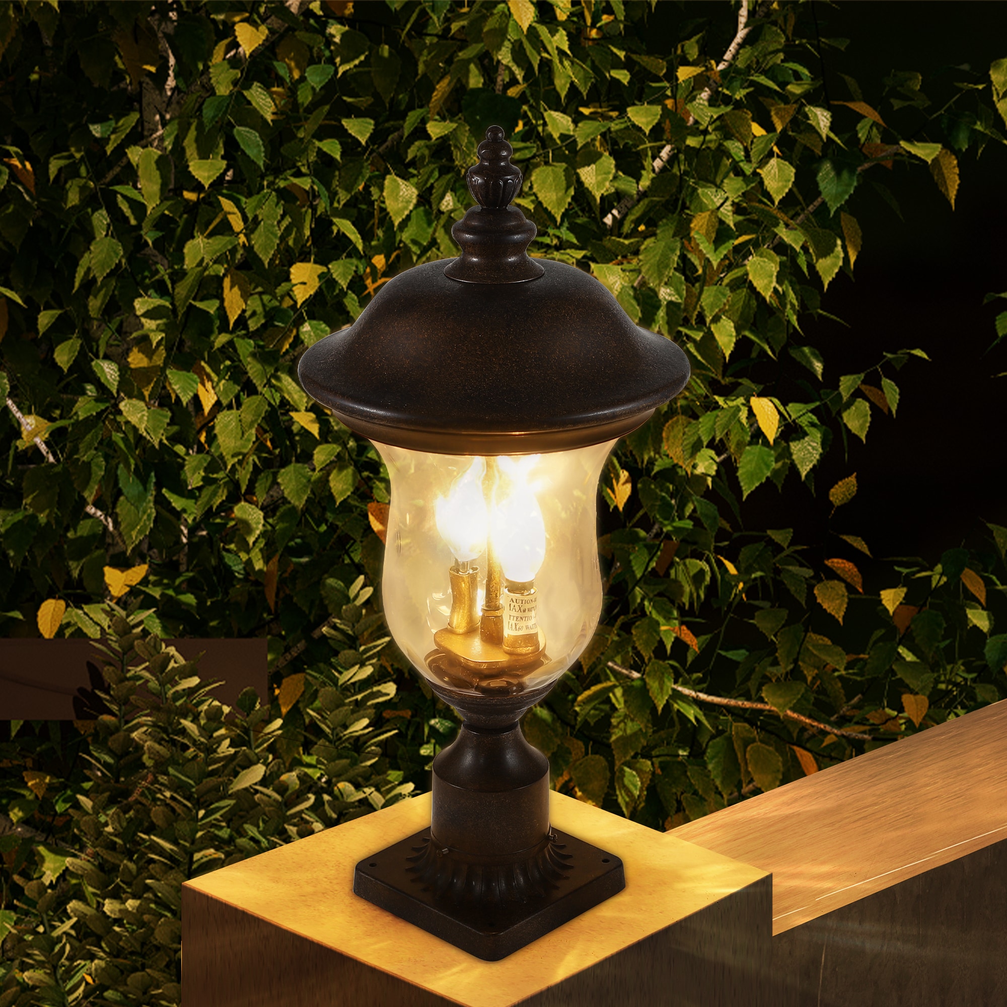 GDFStudio 21 Inch Vintage Outdoor Lamp Post Light Waterproof Garden Patio Lantern with Clear Glass Shade Classic Bronze Finish Ideal for Yard Porch Walkway and Driveway Lighting One Piece No Bulb