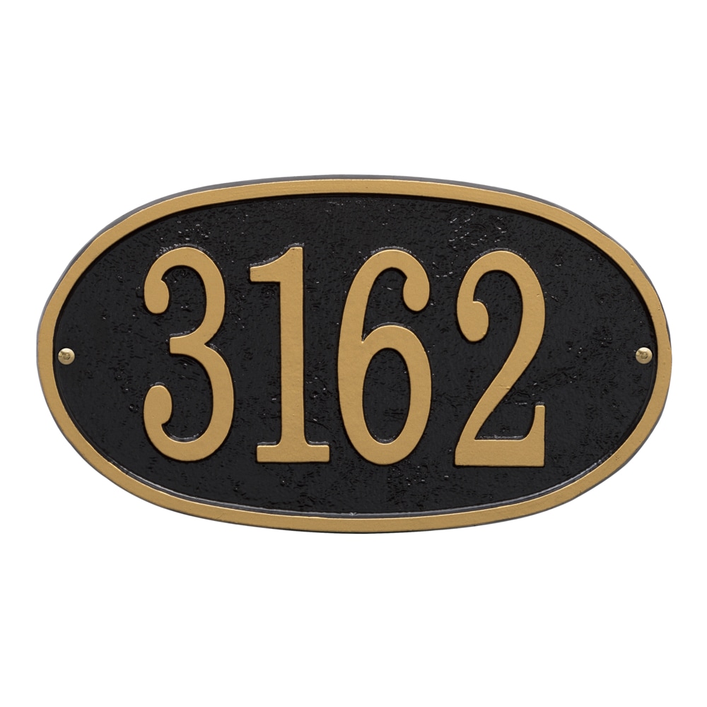 Whitehall FEO1BG 6-3/4-in H x 12-in W Black/Gold Aluminum Address plaque