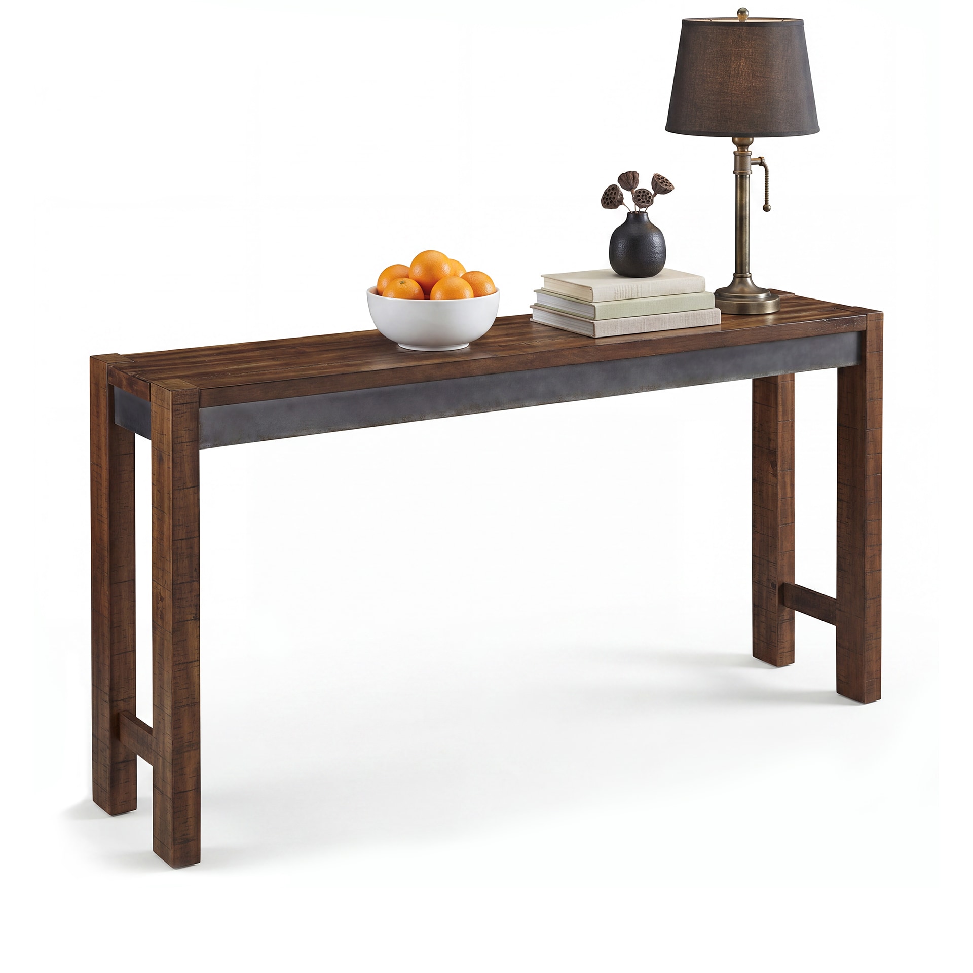 Signature Design by Ashley - Torjin Distressed Warm Brown and Aged Gunmetal Long Counter Height C...