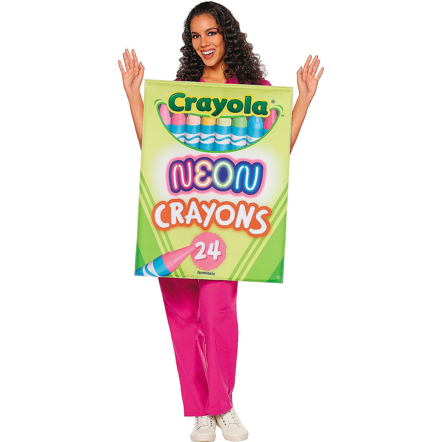 Inspirit Designs ISD107394N Crayola Adult QUIK CHANGE™ Neon Crayon Box Halloween Costume Set - Multicolored One Size