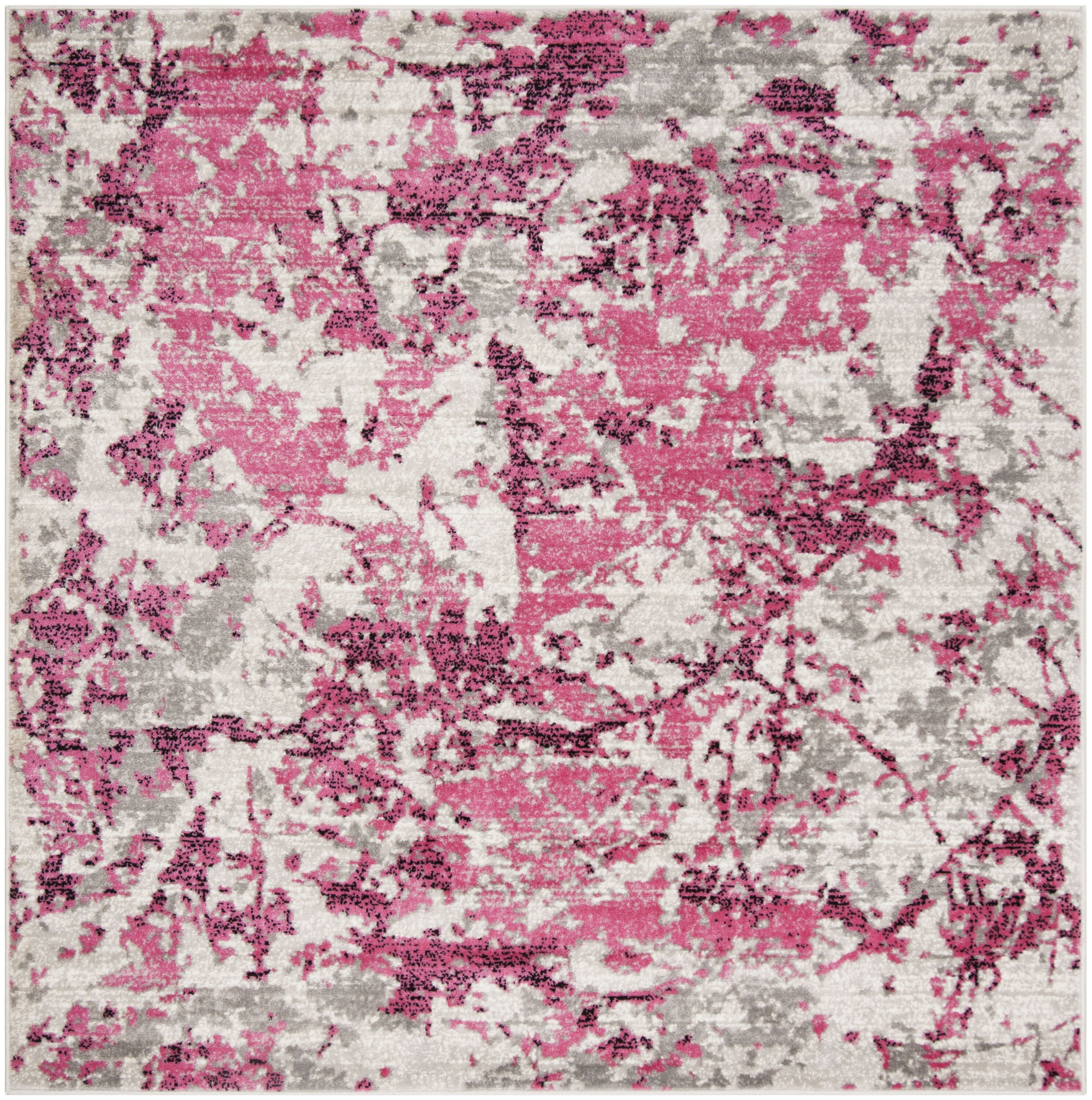 Safavieh SKY186N-6SQ Skyler Dumage 7 x 7 (ft) Loomed Polypropylene Pink/Ivory Square Indoor Distressed/Overdyed Industrial Area rug
