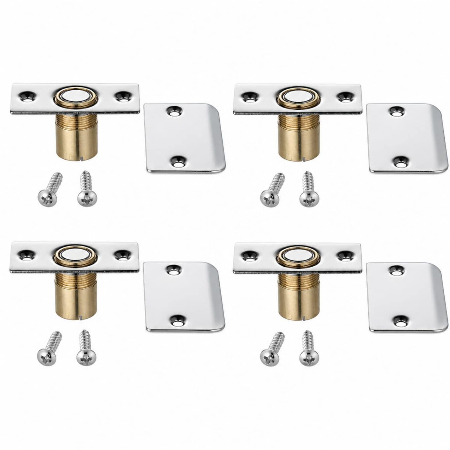 OGETFUUR 4-Pack Magnetic Ball Catch Chrome Door Hardware for Cabinets Kitchen Closet Door Closing Magnetic Door Catch Closer