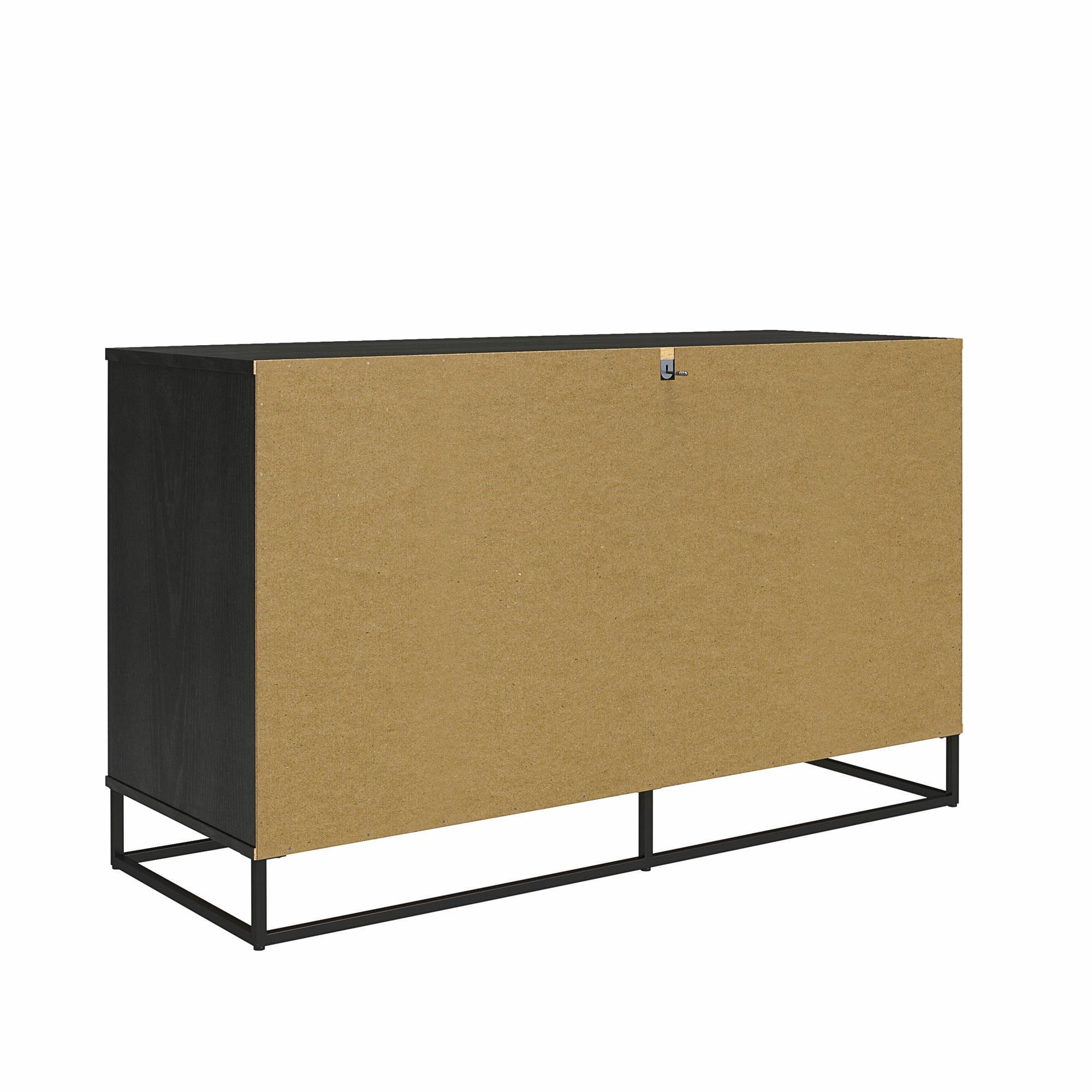 Coastal Black Oak & Faux Rattan 6-Drawer Dresser