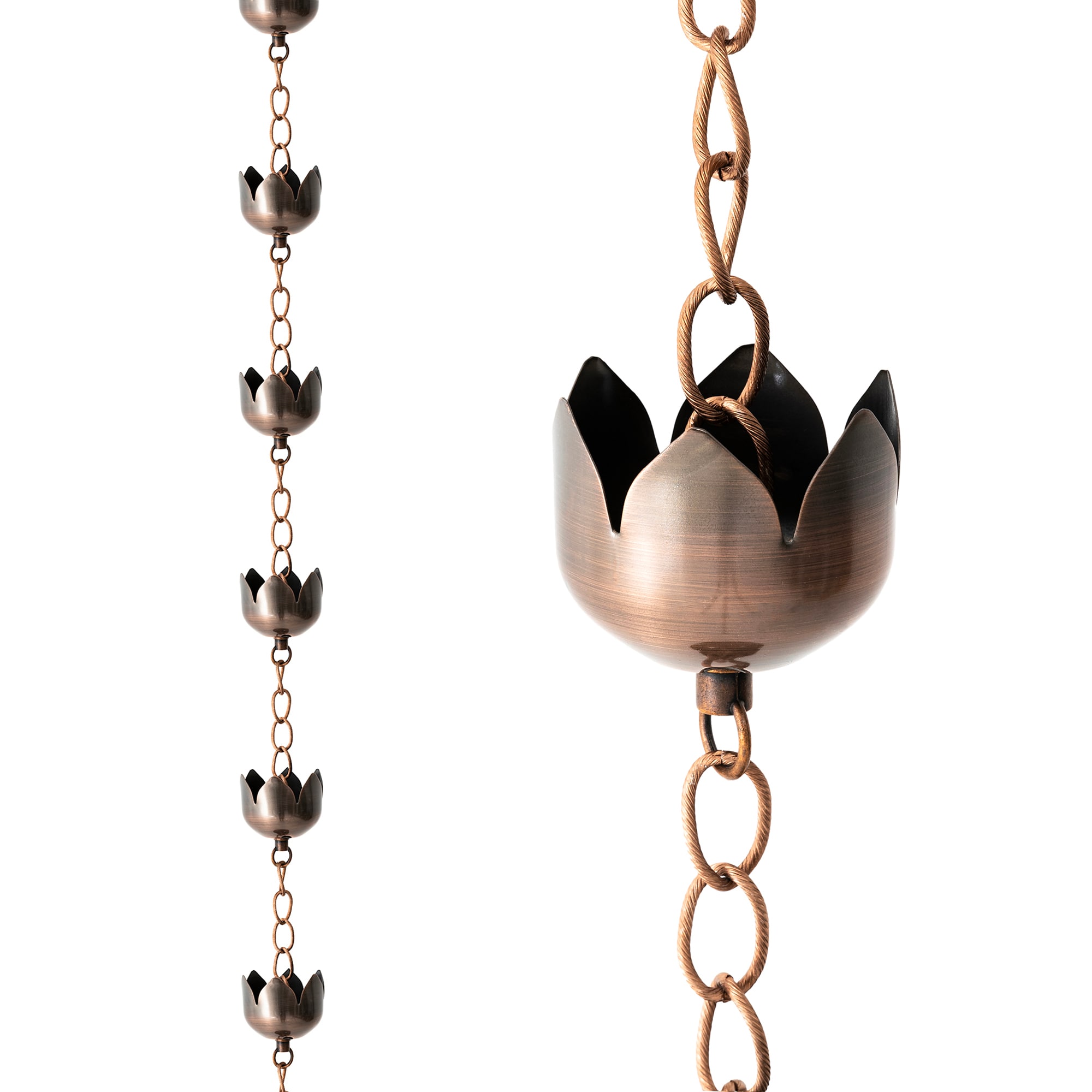 Glitzhome 2037800001 8.5-Feet Copper Flower Rain Chains