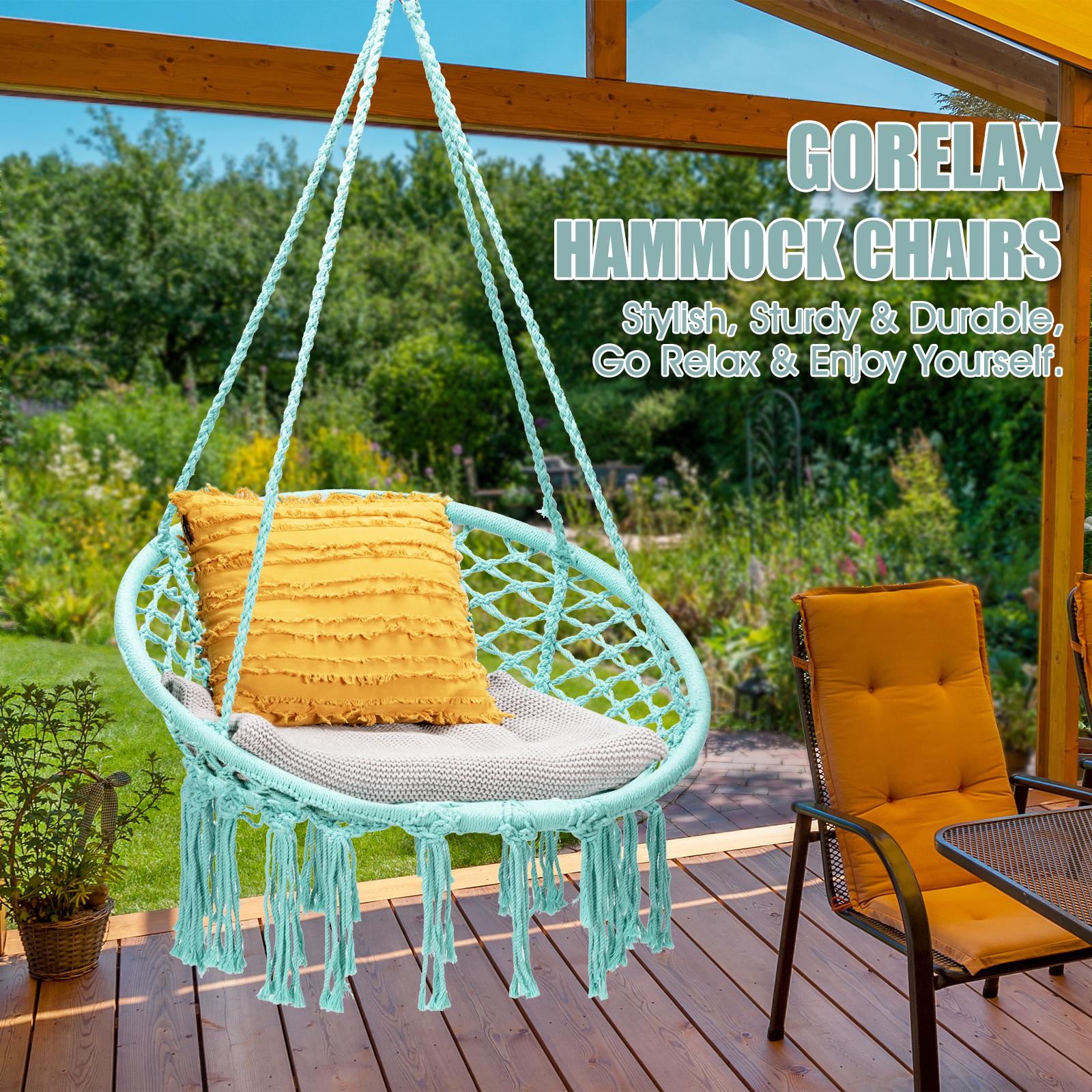 Winado 36.3 in. Portable Hammock Rope Chair Outdoor Hanging Air Swing in  Green in the Hammocks department at