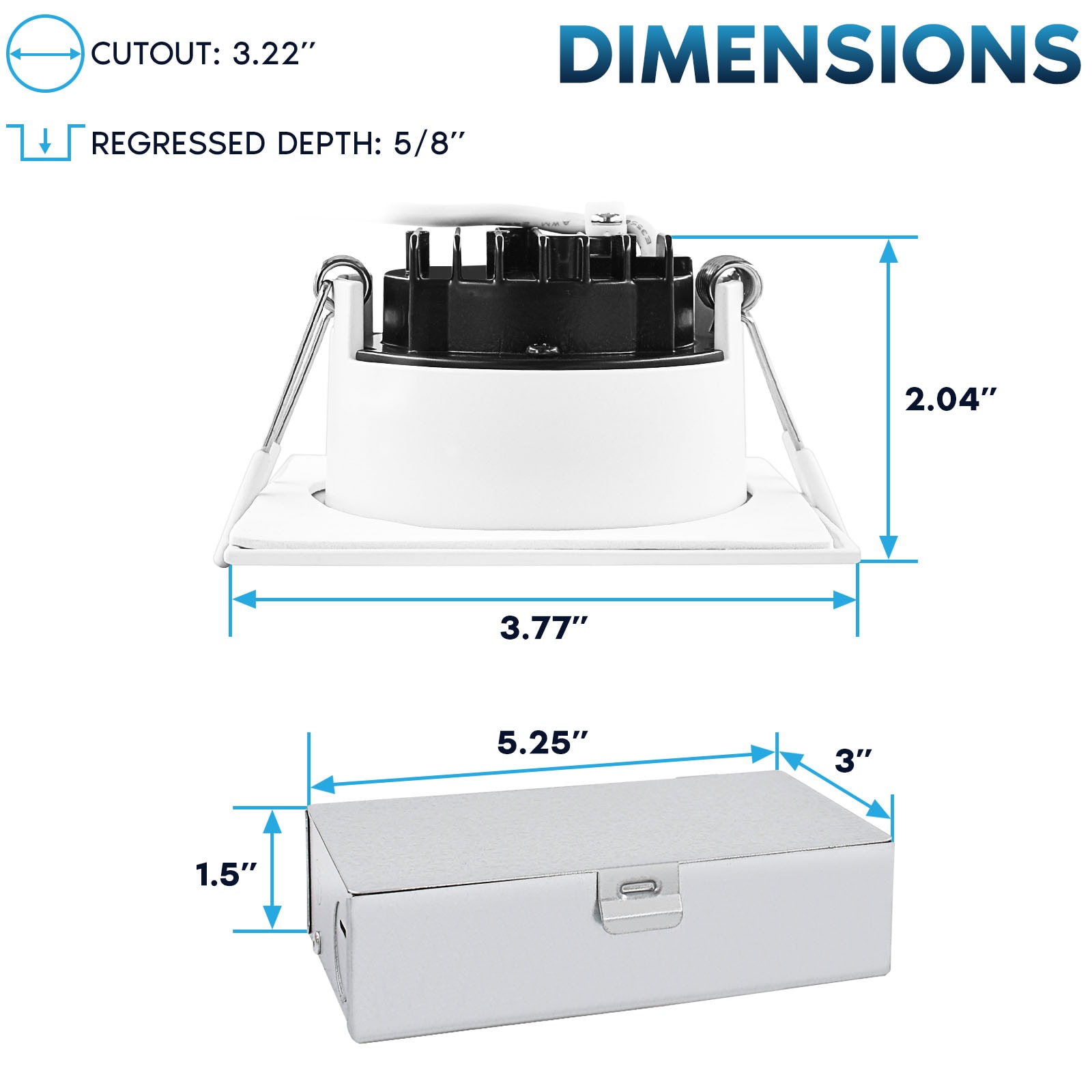 Luxrite White 3-in 800-Lumen Switchable White Square Dimmable LED ...