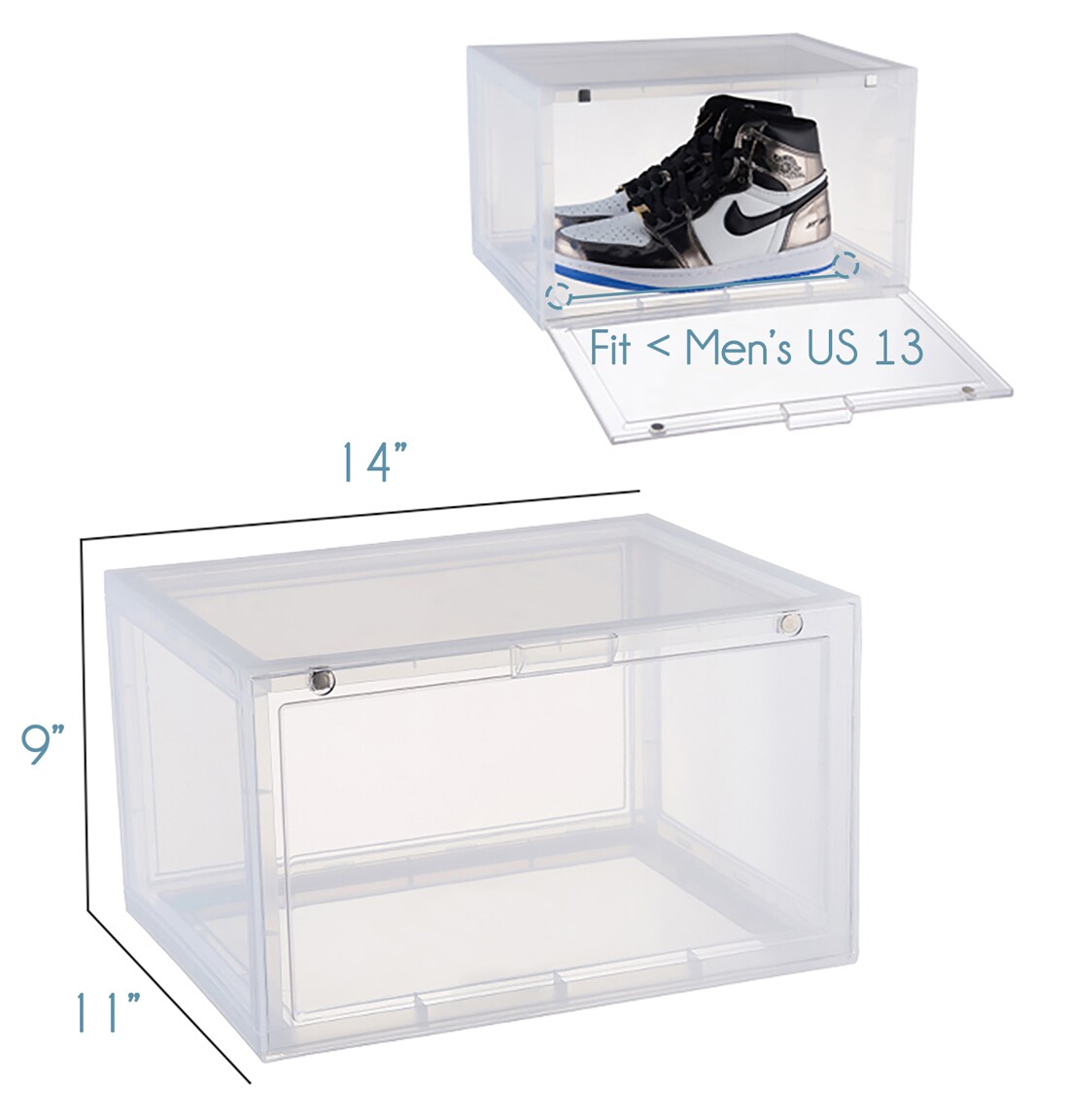 CozyBlock Stackable Shoe Box in Black, Clear Shoe Storage Box,Shoe
