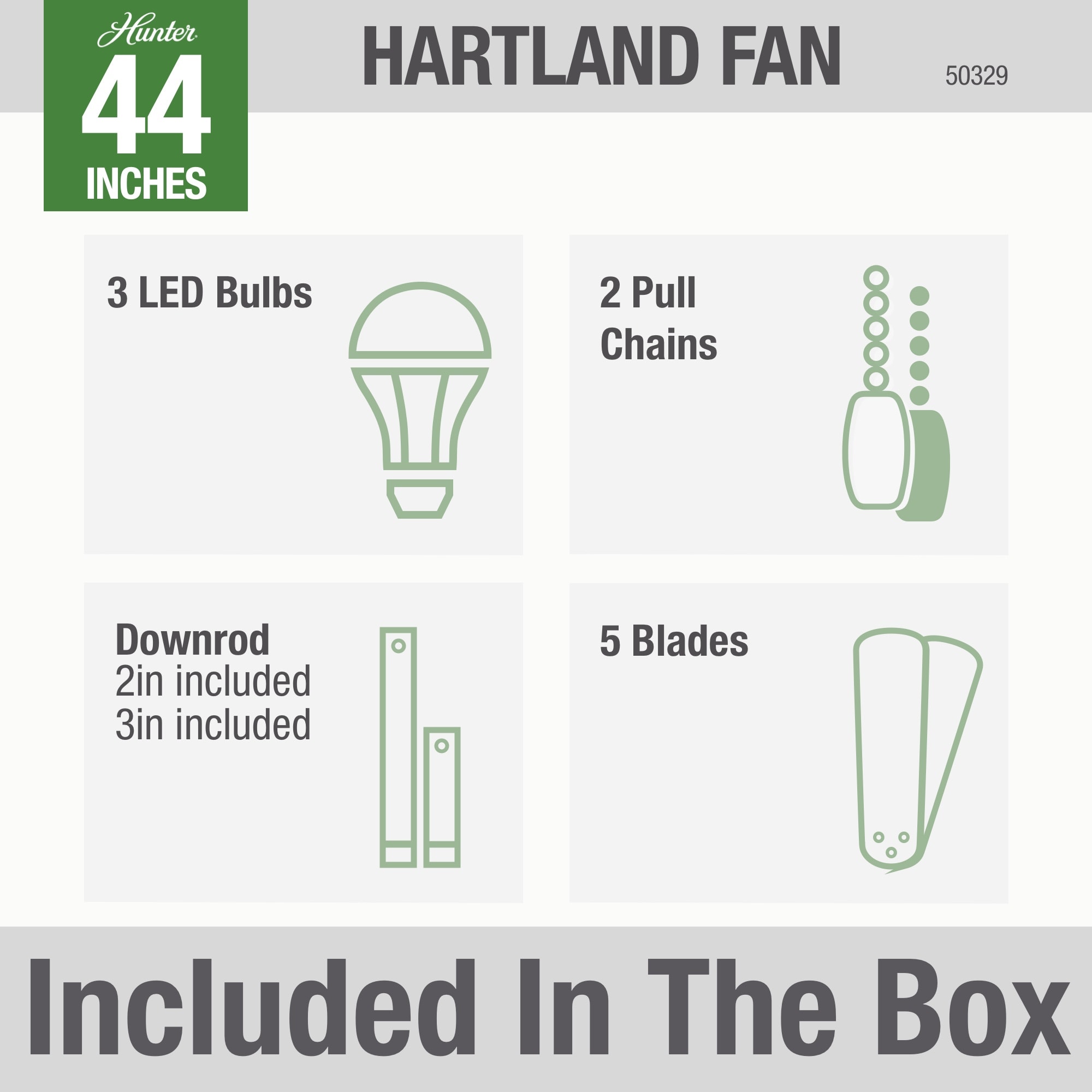 Hunter Hartland 44-in Noble Bronze LED Indoor Downrod or Flush Mount Ceiling  Fan with Light (5-Blade) in the Ceiling Fans department at Lowes.com