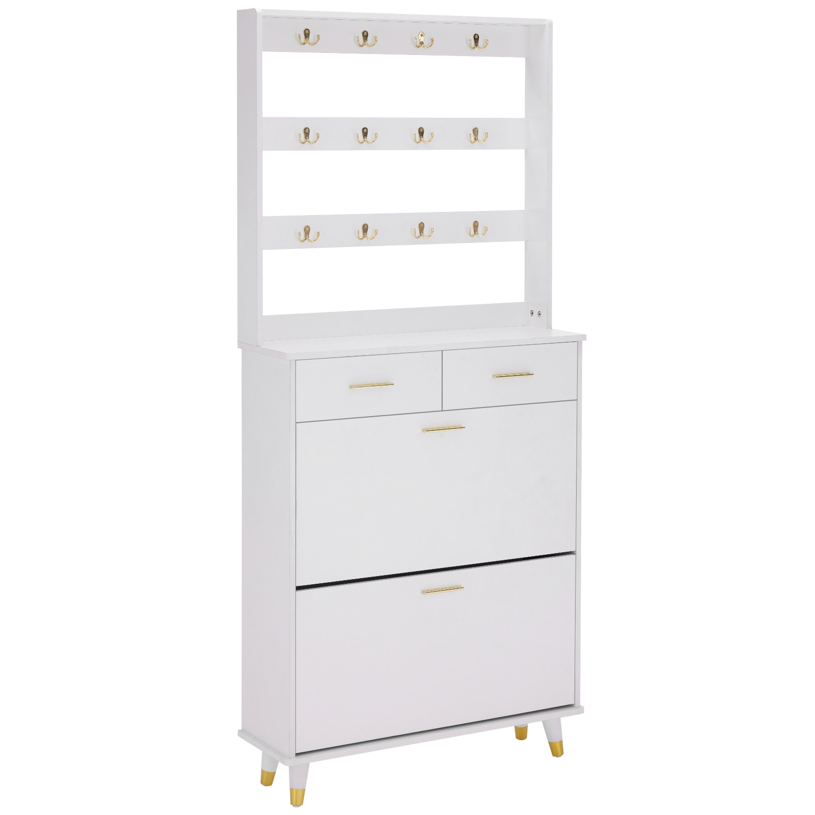 Winado LO1G52002844 78.74-in H 4 Tier 14 pair White Engineered wood Shoe cabinet
