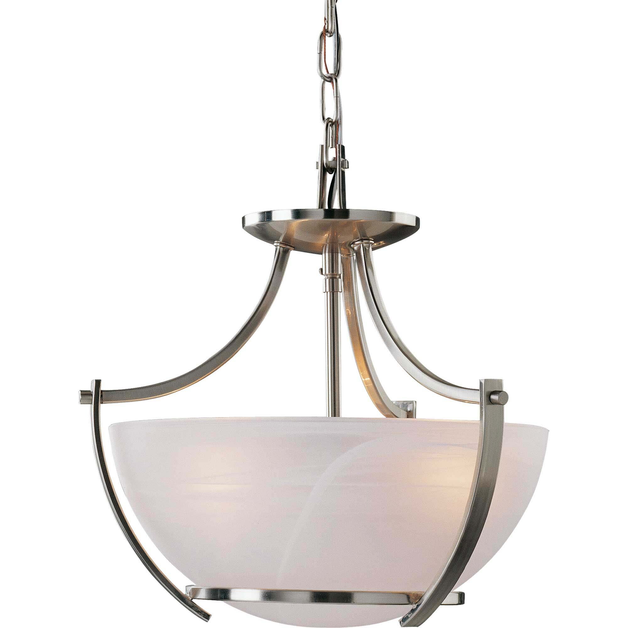 Brushed Nickel Alabaster Glass Semi-Flush Mount Light