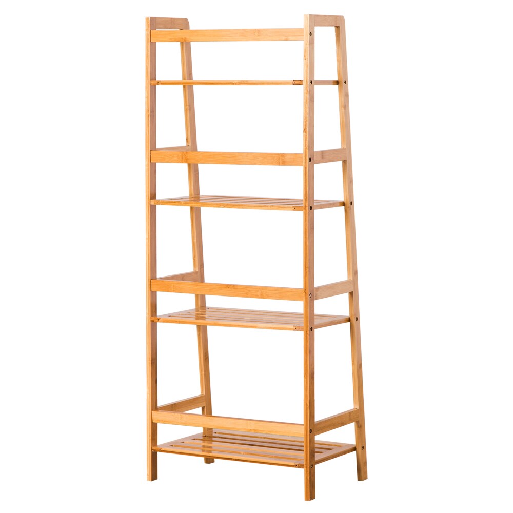 Winado LO1G13002123 Log Color Wood 4 -Shelf Ladder Bookcase ( 18.9-Inches W x 46.9-Inches H x 11.8-Inches D ) Finished