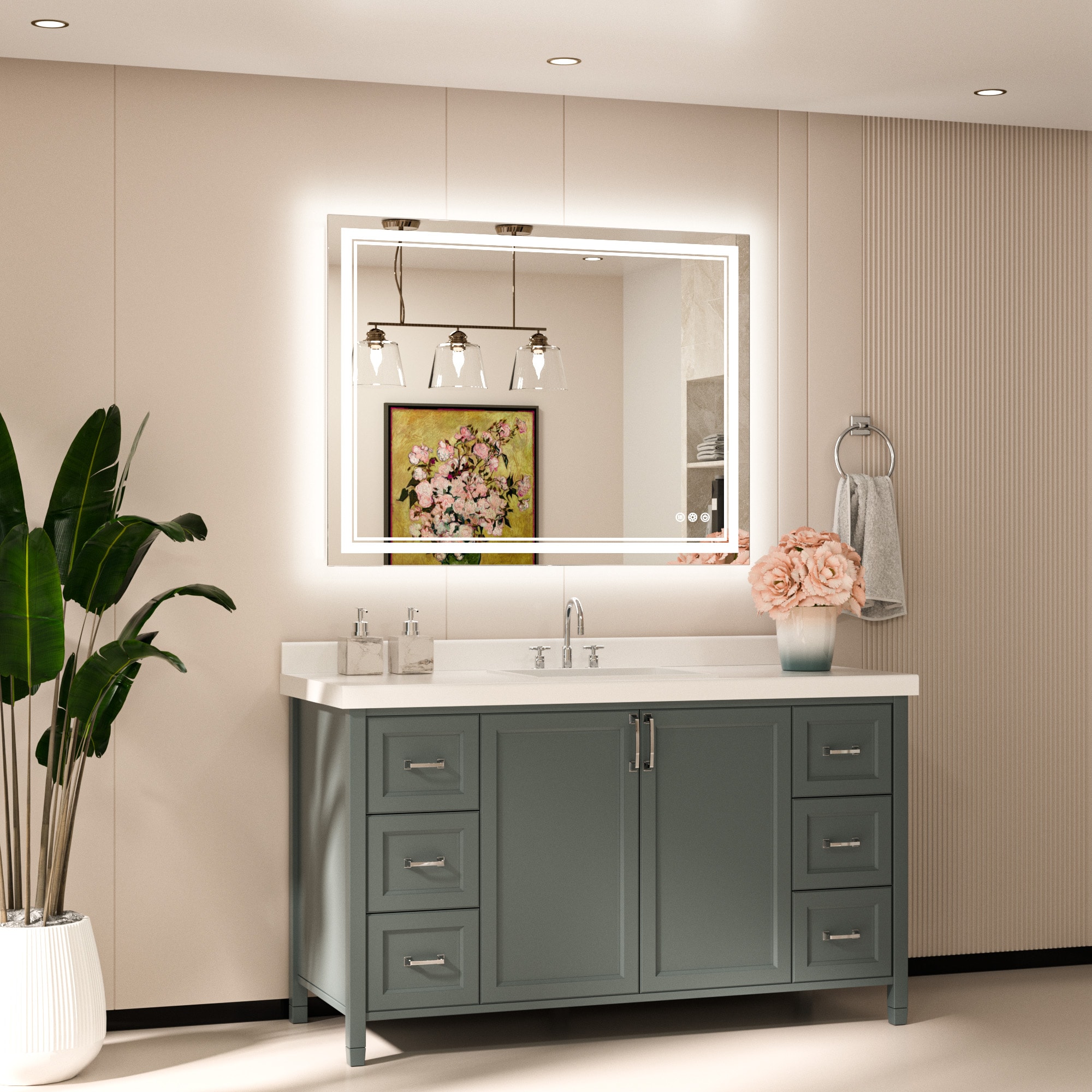 Keonjinn LW-JZ-ZBGSSW-10181 Framed-Bath-Mirrors - View #2