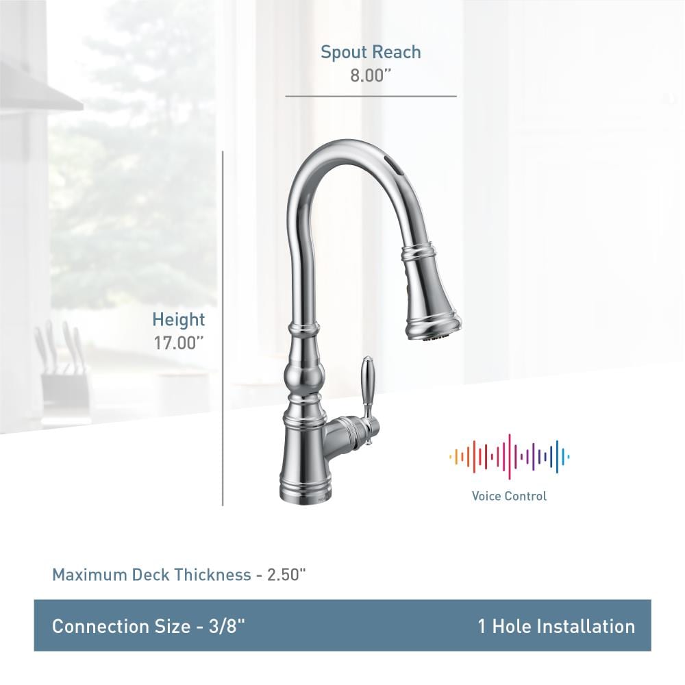 Moen Weymouth Smart Faucet Spot Resist Stainless Single Handle Pull ...