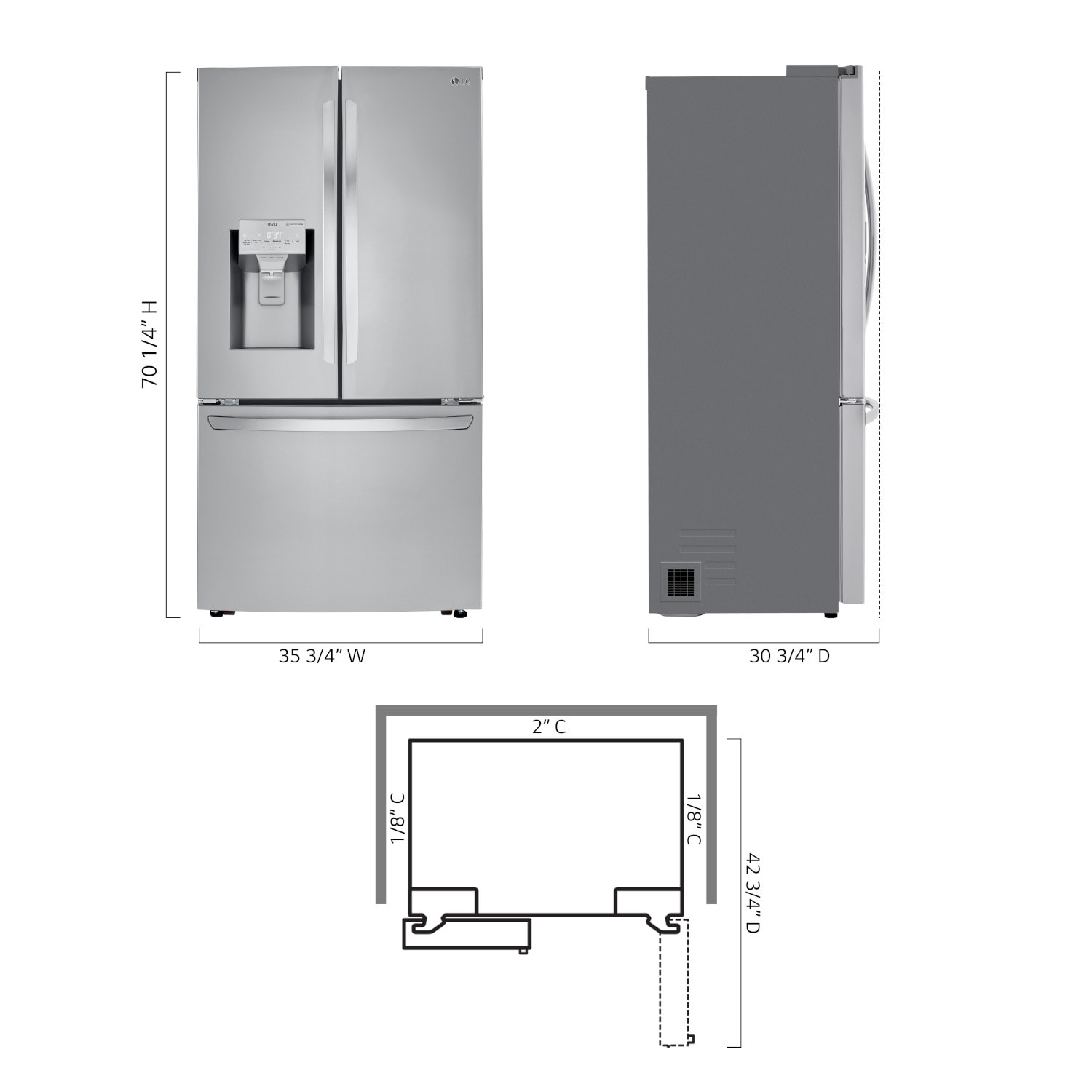 LG Counter-depth 23.5-cu ft Smart French Door Refrigerator with Dual ...