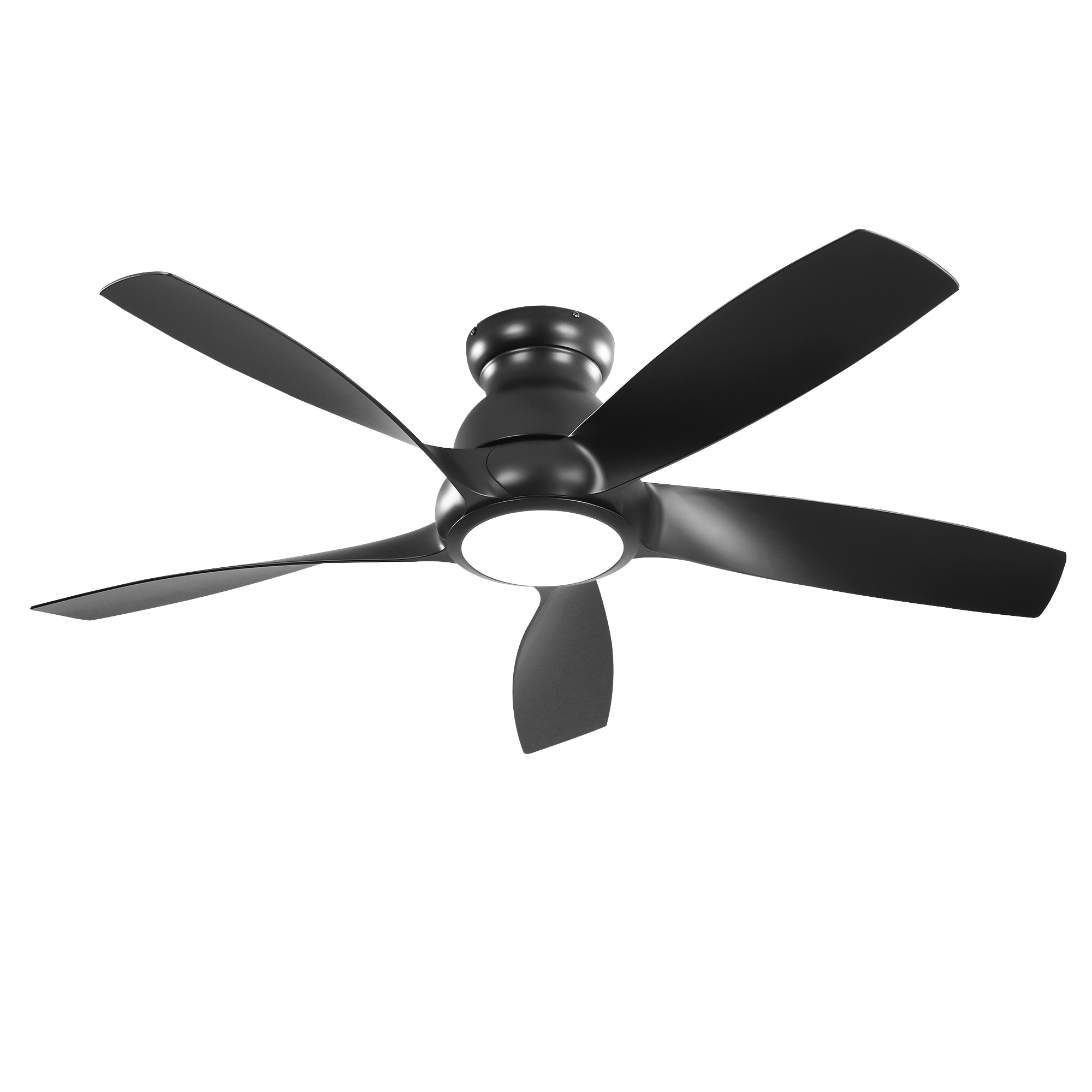 Tinyhomie 56 Inch 5 PCS ABS Blades Ceiling Fan With Light Kit 3 Color LED Light Source DC 6 Speed Remote Control Ceiling Fan for Patio Living Room Bedroom Office Indoor Matte Black