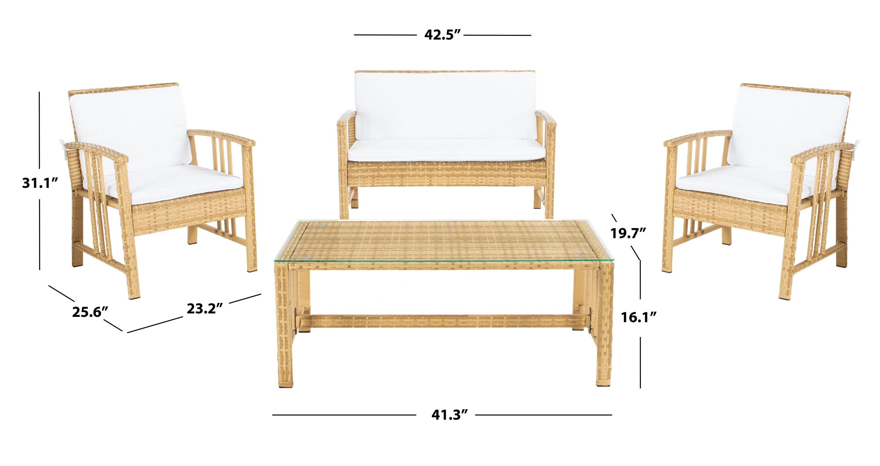 Safavieh PAT7713D Patio-Conversation-Sets - View #3