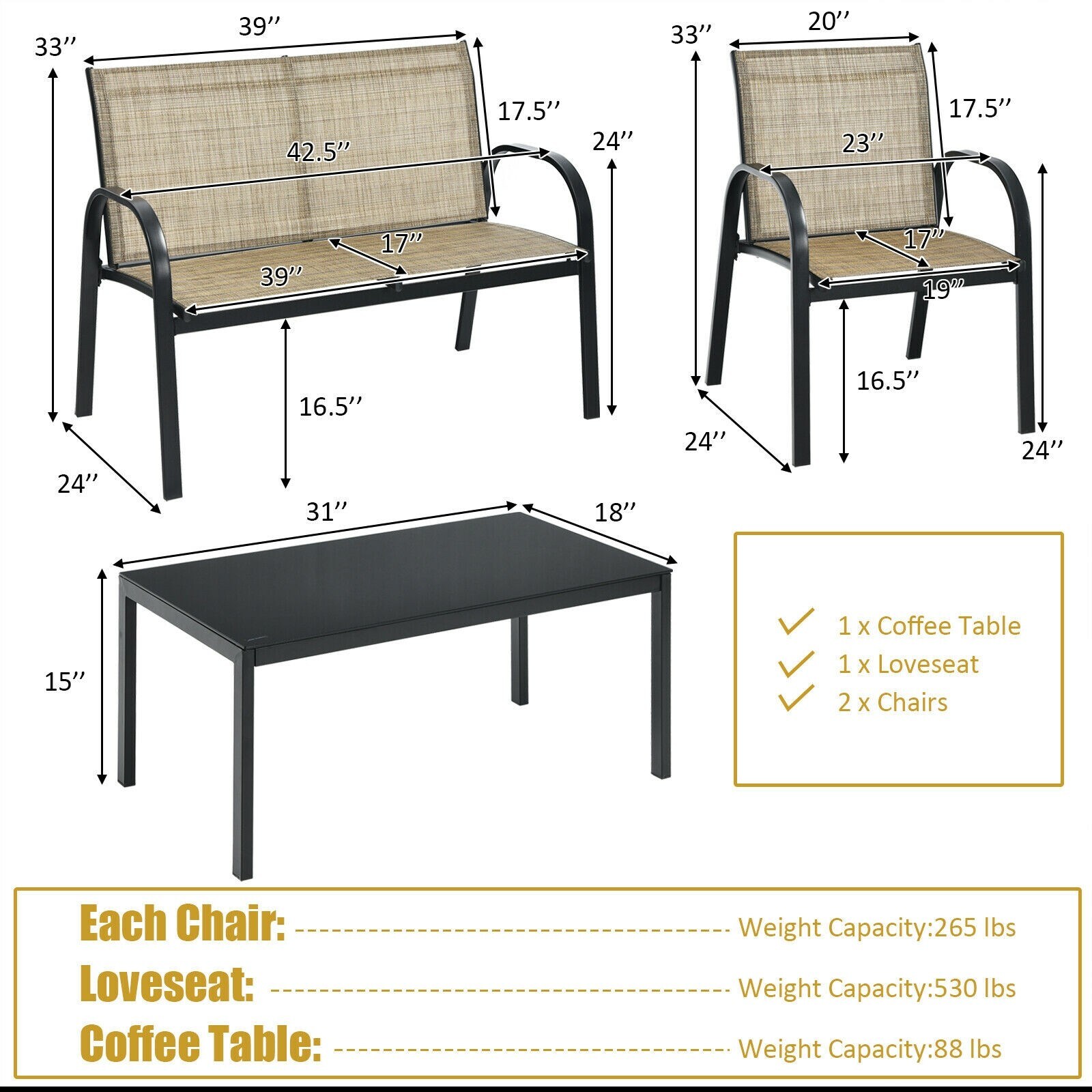 Forclover HBV-00BLK Patio-Conversation-Sets - View #9