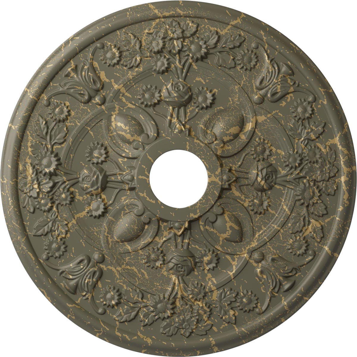 Ekena Millwork CM30ROWHC Rose 30.875-in W x 30.875-in L Painted Witch Hazel Crackle Polyurethane Whole Ceiling Medallion