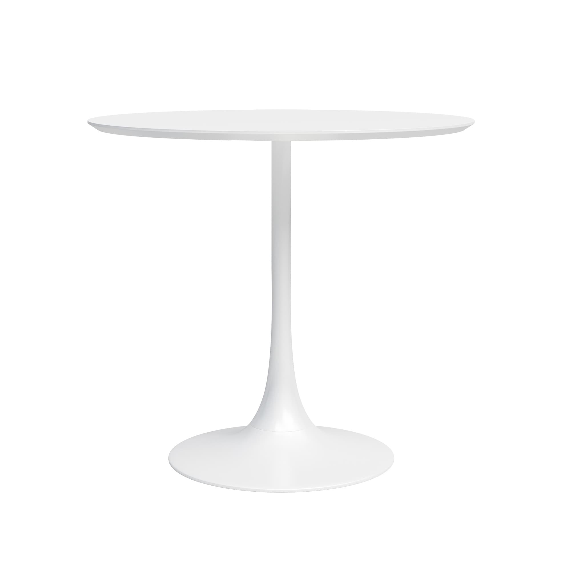 Jamesdar JTAB200-WHWH Kurv White Round Contemporary/Modern Dining Table, Composite with White Steel Pedestal Base 31.5-Inches L x 30-Inches H