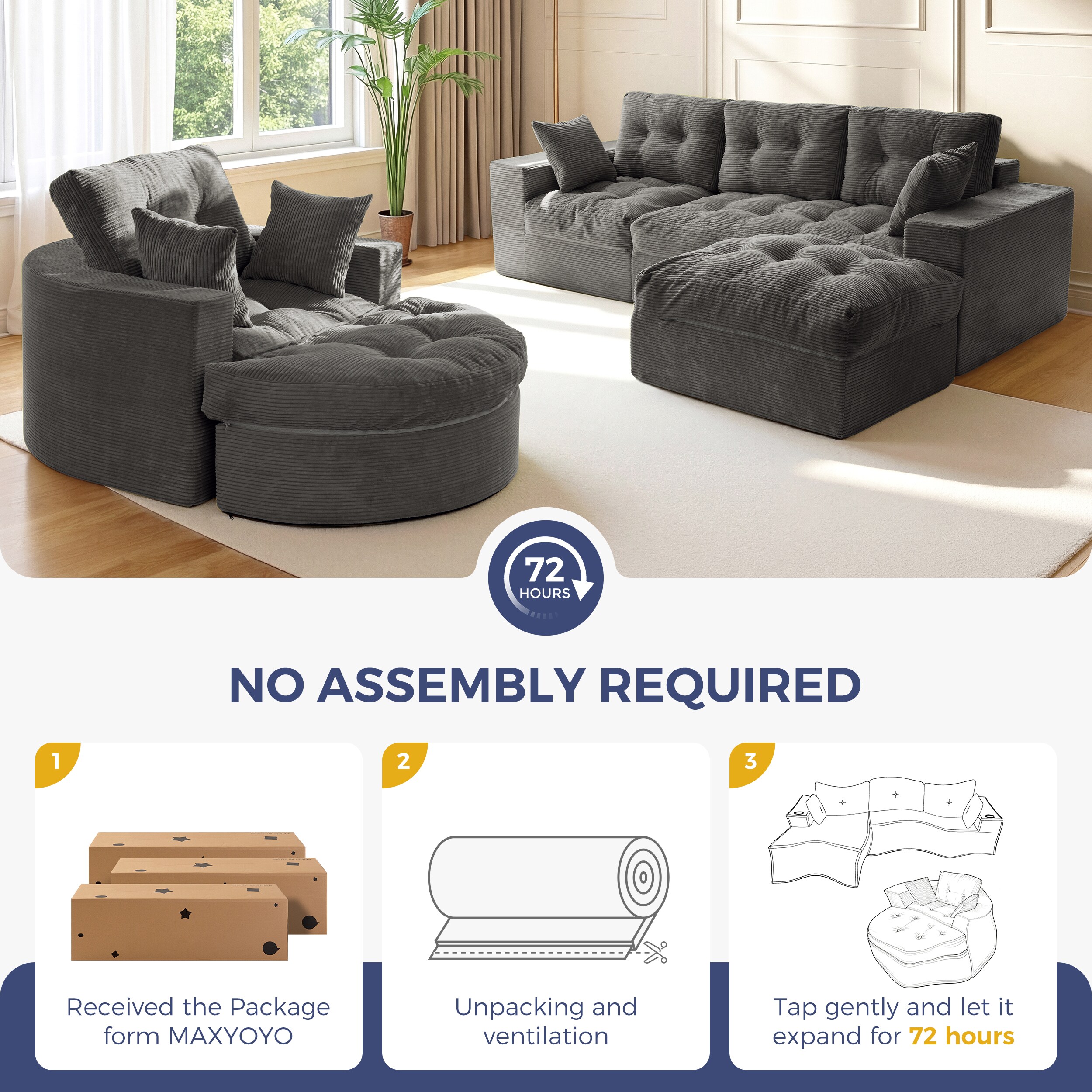 MAXYOYO M1-A121-GREY+104 Sofas-Loveseats - View #8
