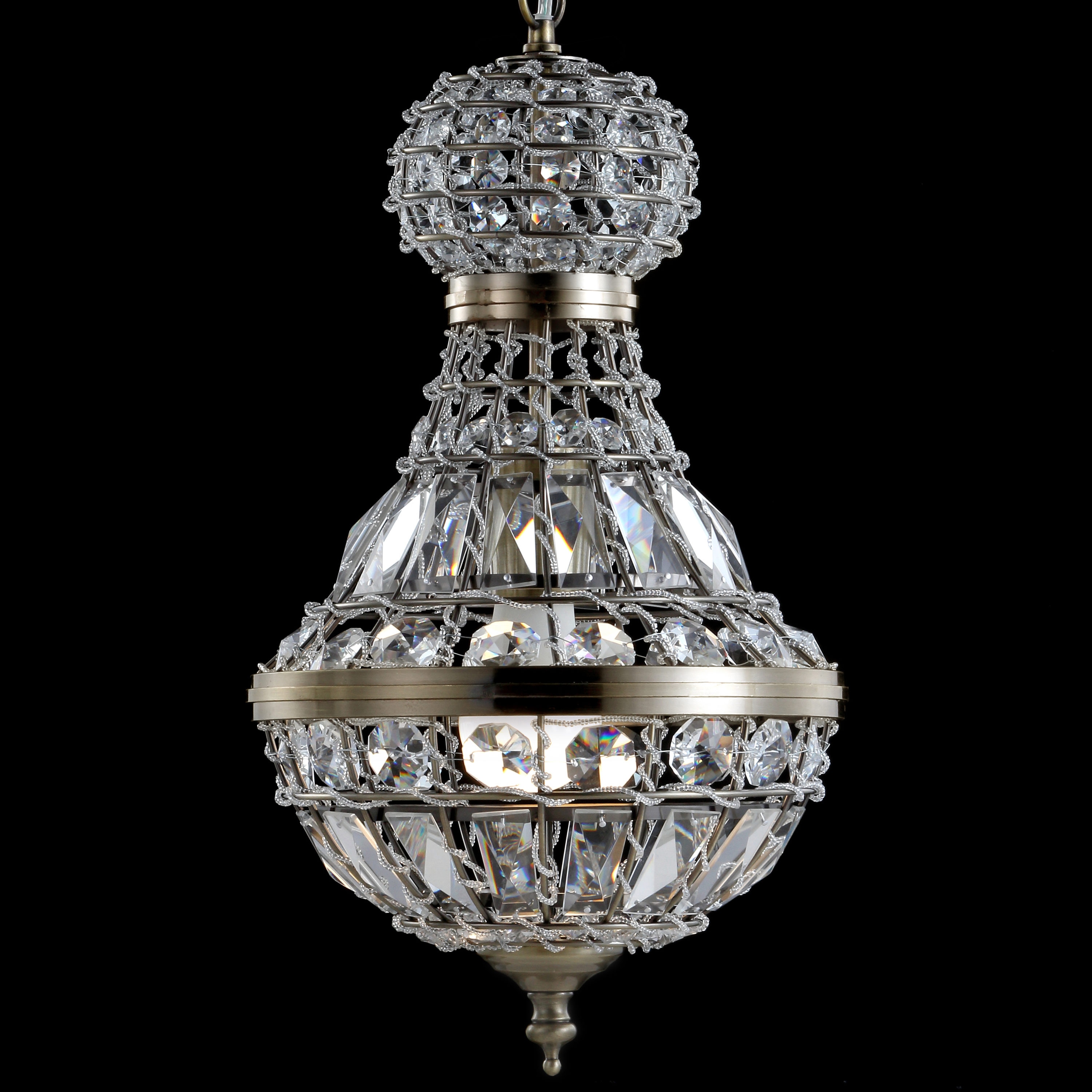 Regina 12" Antique Brass Crystal Empire LED Chandelier