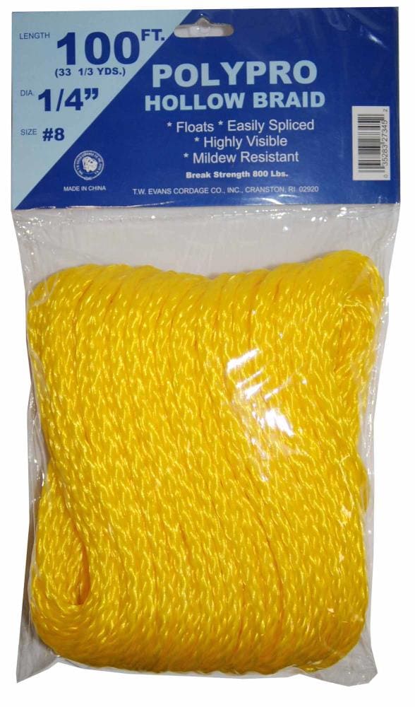 T.W. Evans Cordage 0.25-in x 100-ft Braided Polypropylene Rope  (By-the-Roll) in the Rope (By-the-Roll) department at