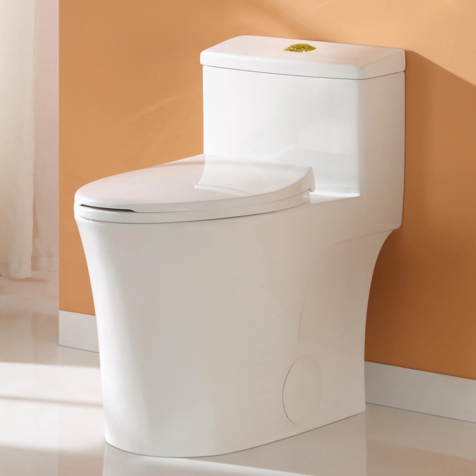 HOROW T0338WG White Elongated Standard height 12-in Rough-In 1.28 GPF Dual Slow Close Feature 1-piece Toilet