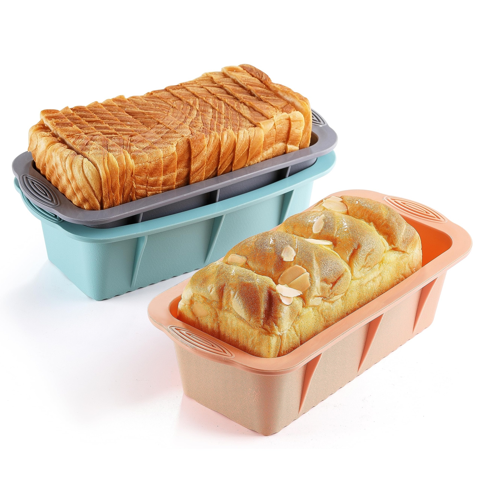 LILILIAN FMY  3PCS Silicone Bread Loaf Pan Set Non Stick Flexible Loaf Pans for Baking Bread Cakes Brownies Dishwasher Safe Nesting Design