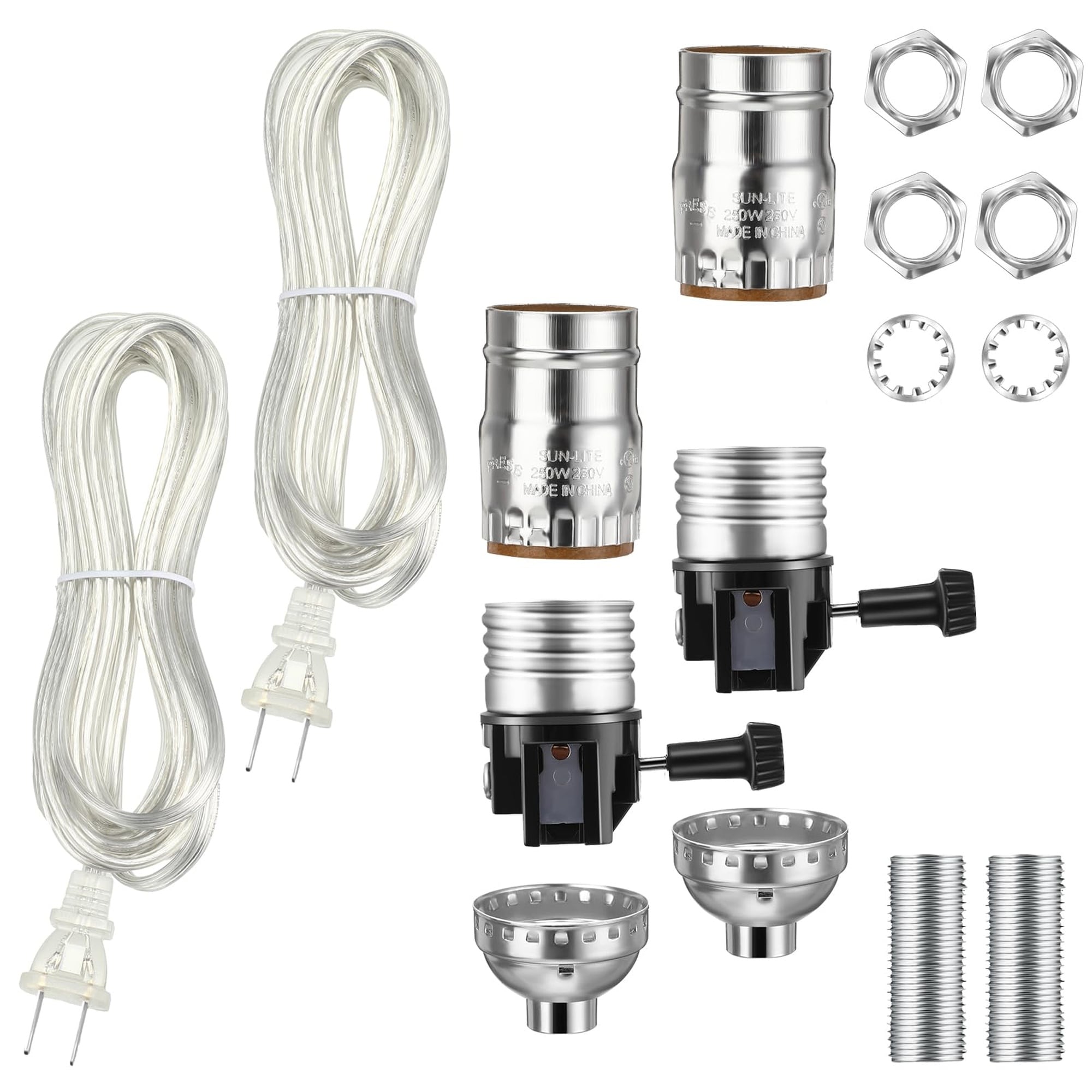 OGETFUUR 2 Piece Silver Lamp Repair Kit for Lamp Socket Replacement featuring Durable Metal Construction and Easy DIY Repair
