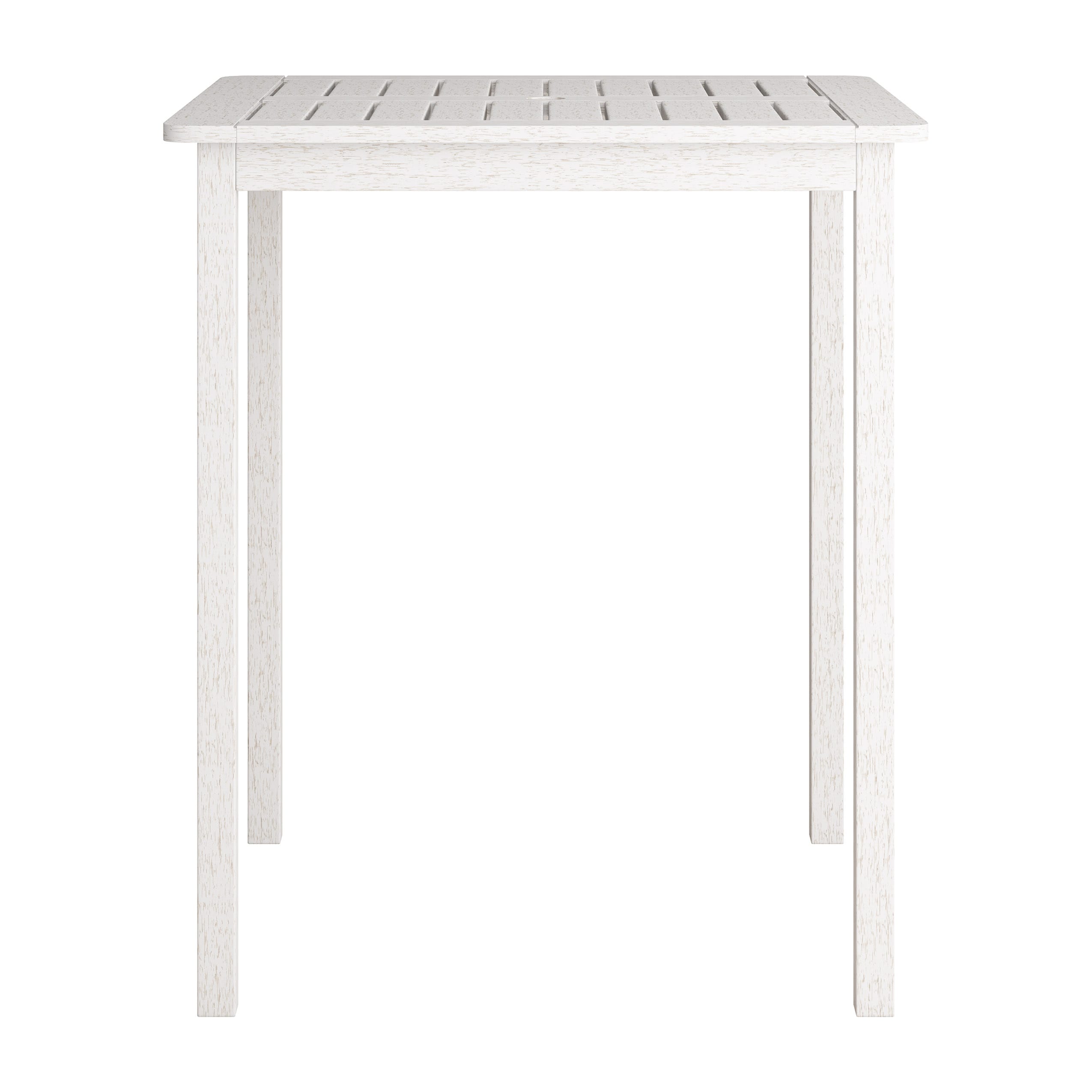 Whitewashed Hardwood Outdoor Square Bar Height Table with Umbrella Hole
