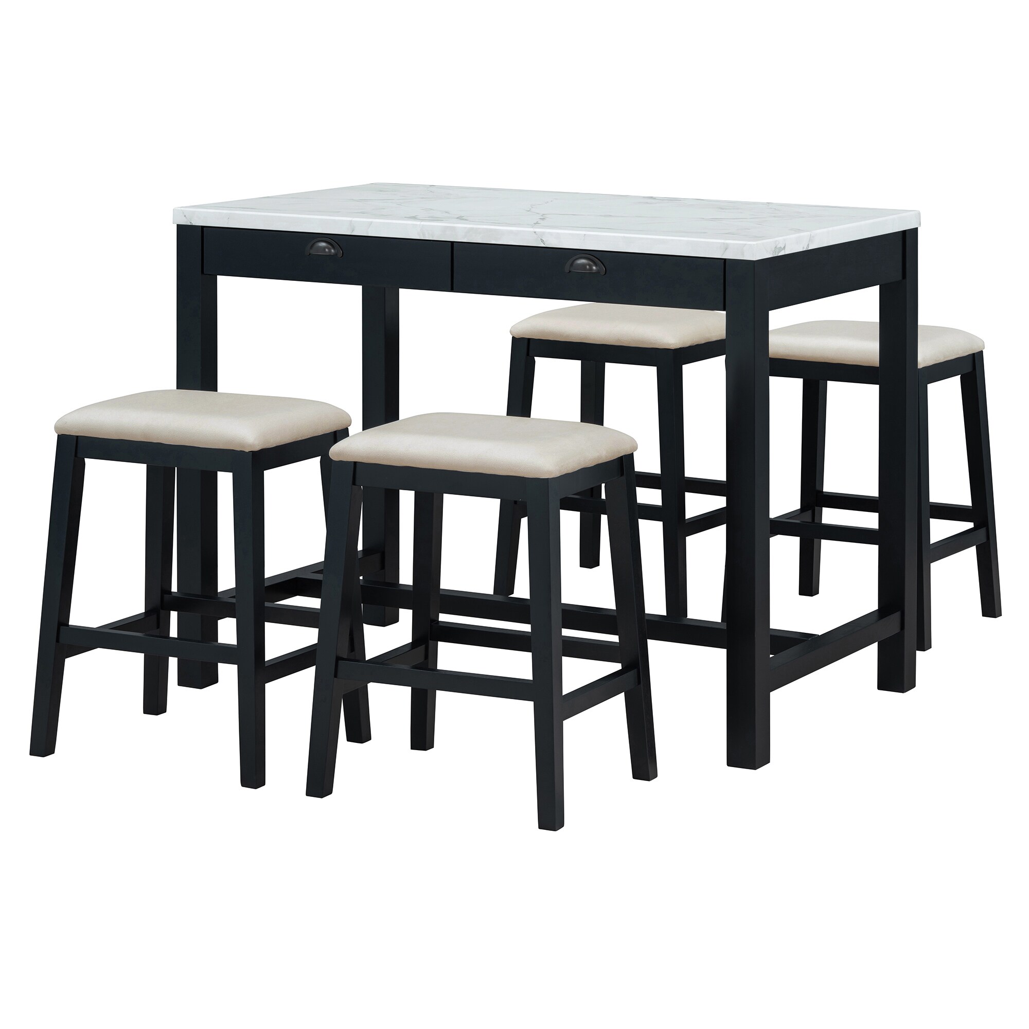 SINOFURN SYA330152BK Black Contemporary/Modern Dining Room Set with Rectangular Table ( Seats 4 )