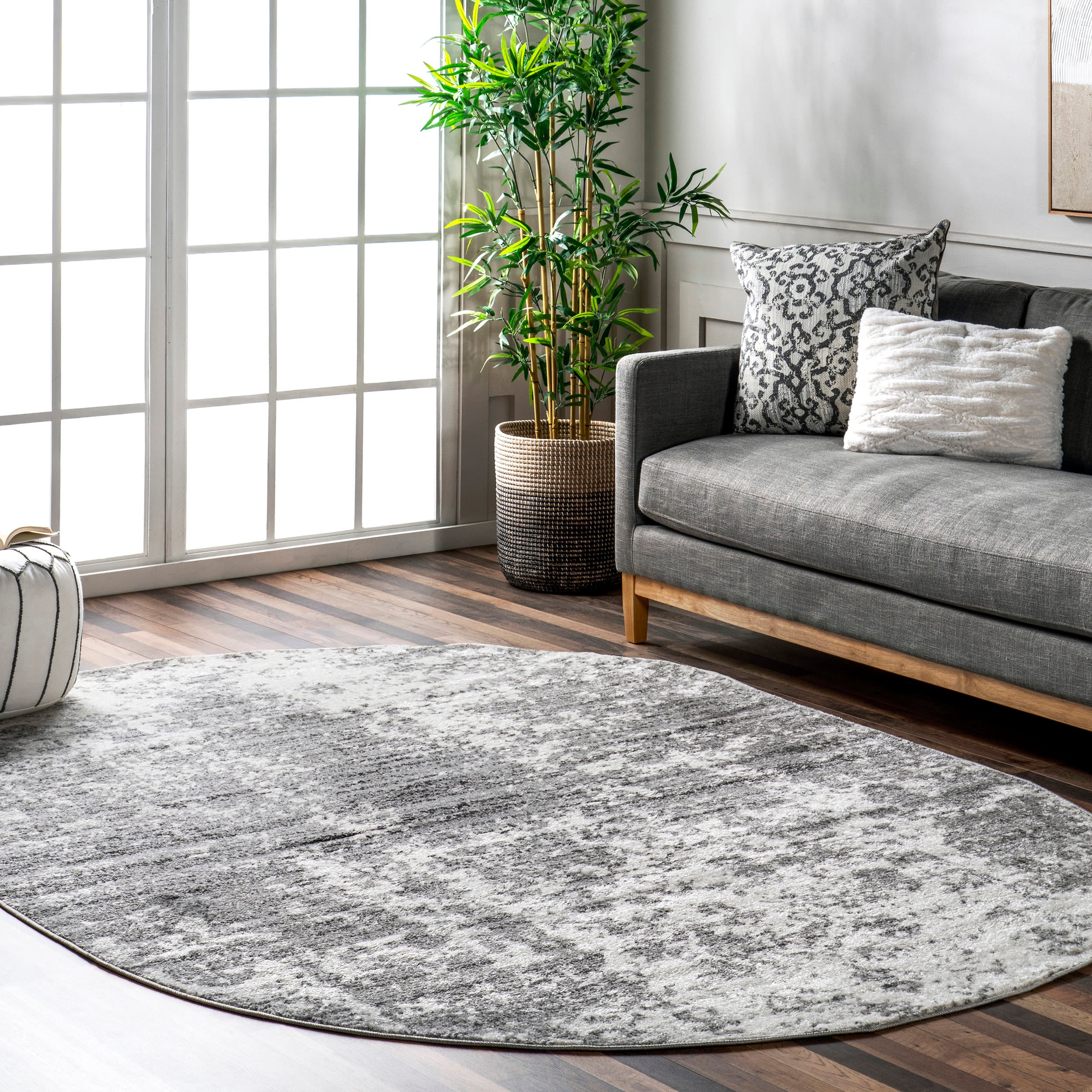 nuLOOM BDSM08A-O305 3 x 5 (ft) Loomed Polypropylene Gray Oval Indoor Abstract Area rug