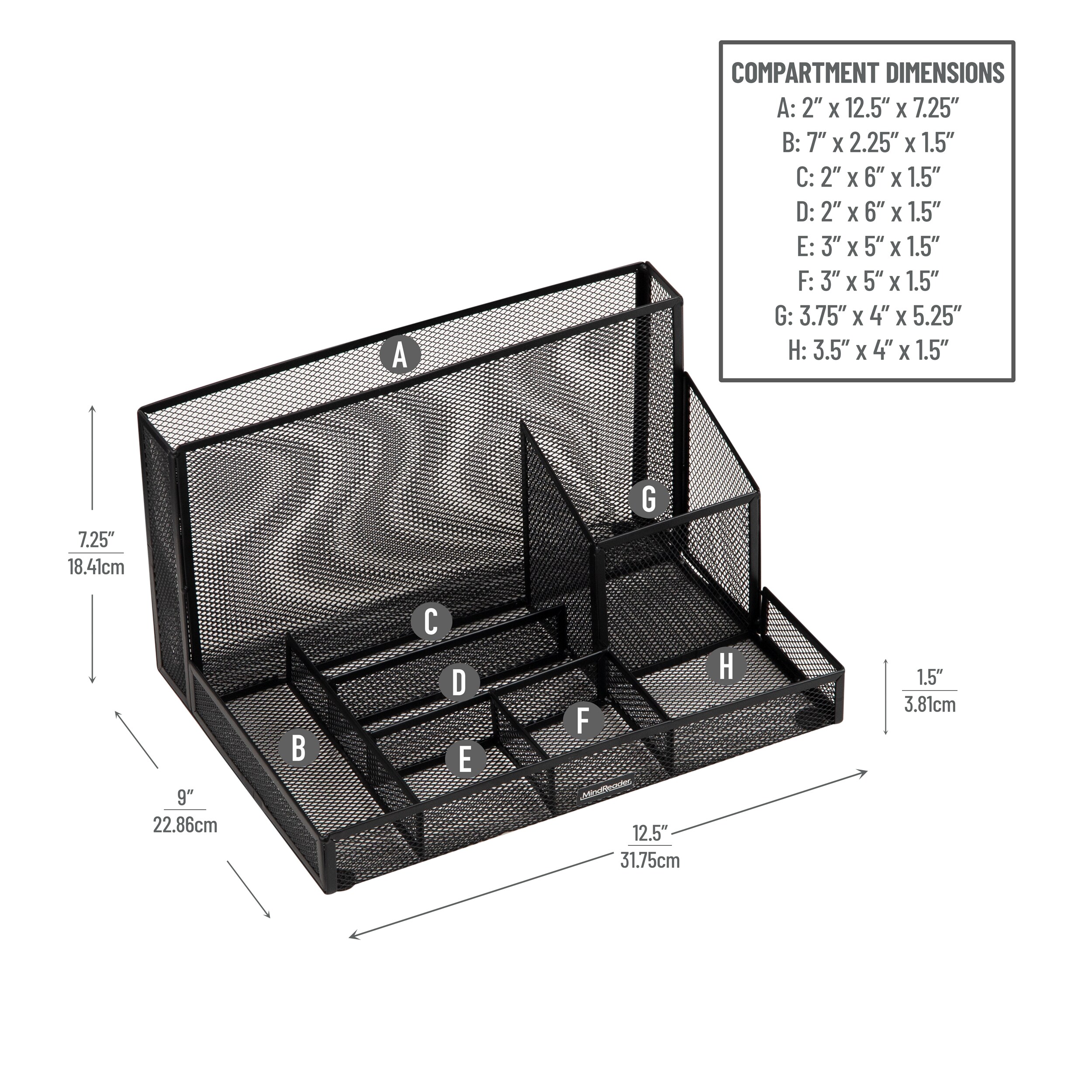 Black Metal Mesh Multi-Supply Desktop Organizer