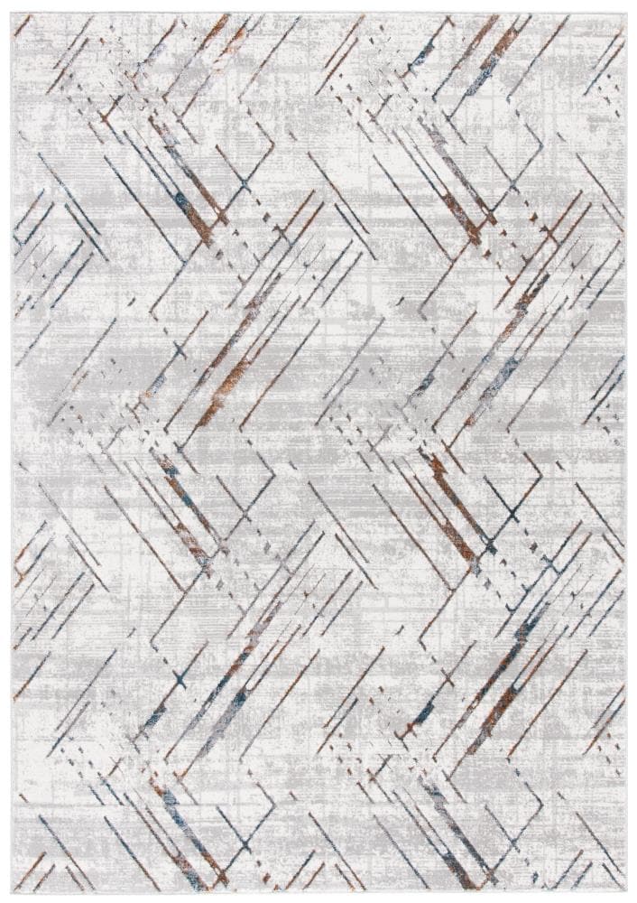 Safavieh SON376A-5 Sonoma 5 x 8 (ft) Loomed Polyester Ivory/Gray Rectangular Indoor Abstract Mid-Century Modern Area rug