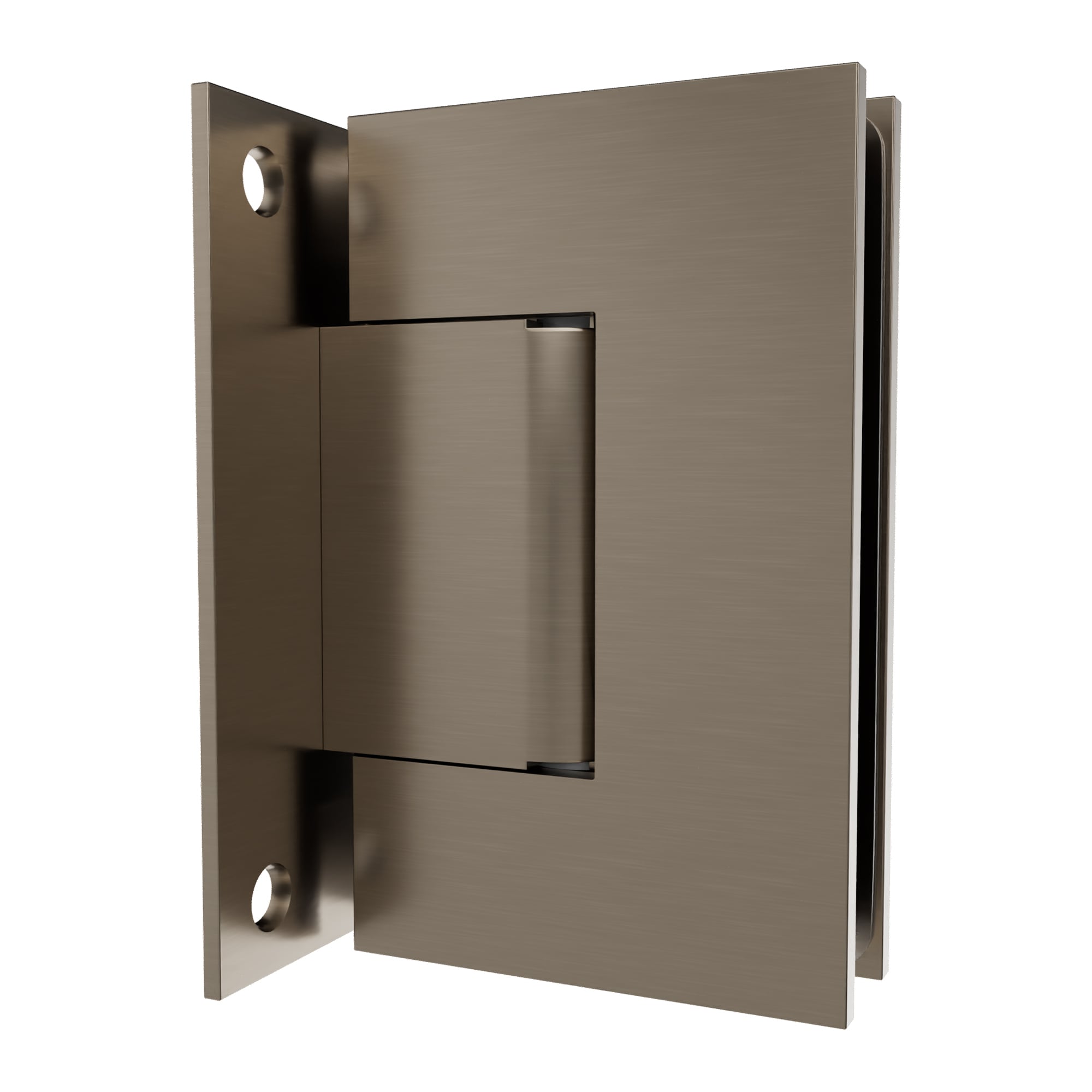 Brixwell  V537BN Wall Mount Full Back Plate Hinge 4 in Height For 3/8 in To 1/2 in Monolithic Tempered Glass 5 Degree Preset Yes Brushed Nickel Finish