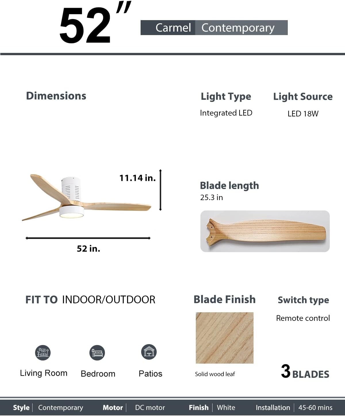 Yardreeze KBS-52245-WH Ceiling-Fans - View #4