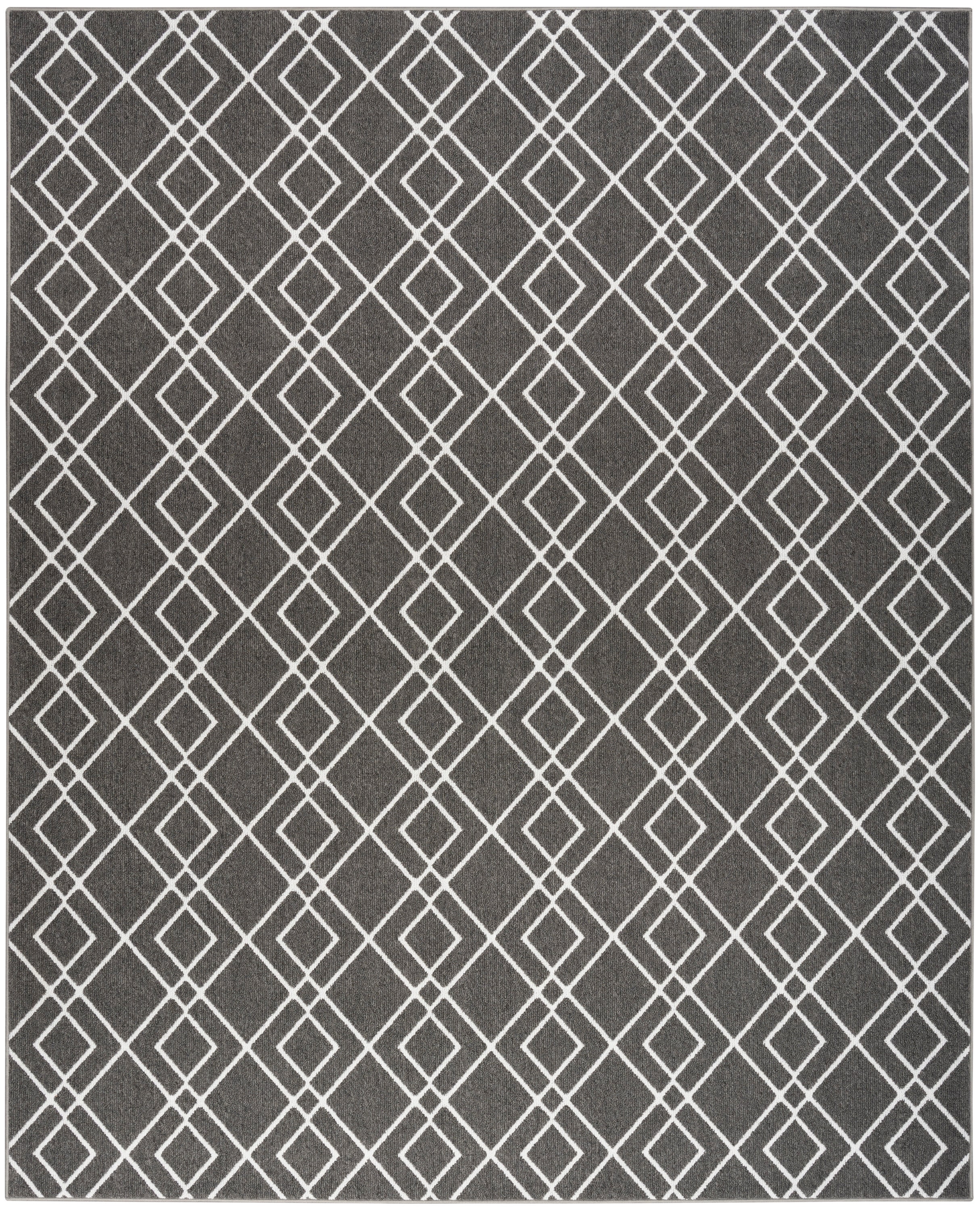 Charcoal Geometric Power-Loomed Synthetic Rug 8' x 10'