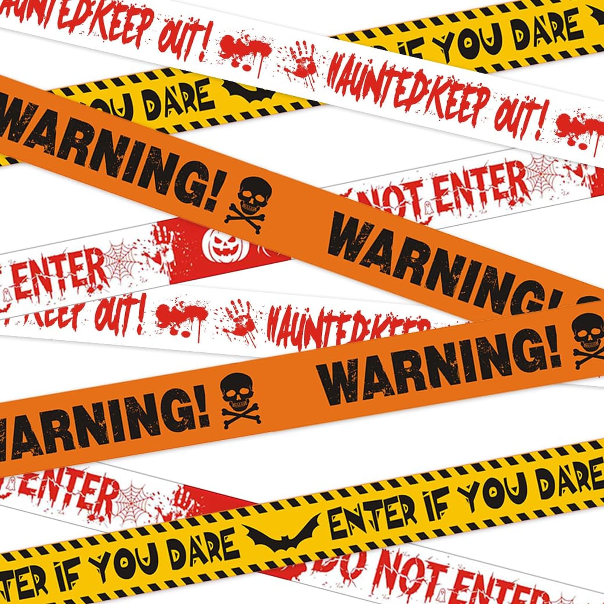Numhew 3in x 90ft 4 Pattern Halloween Fright Warning Tape Halloween Orange Black Party Decor