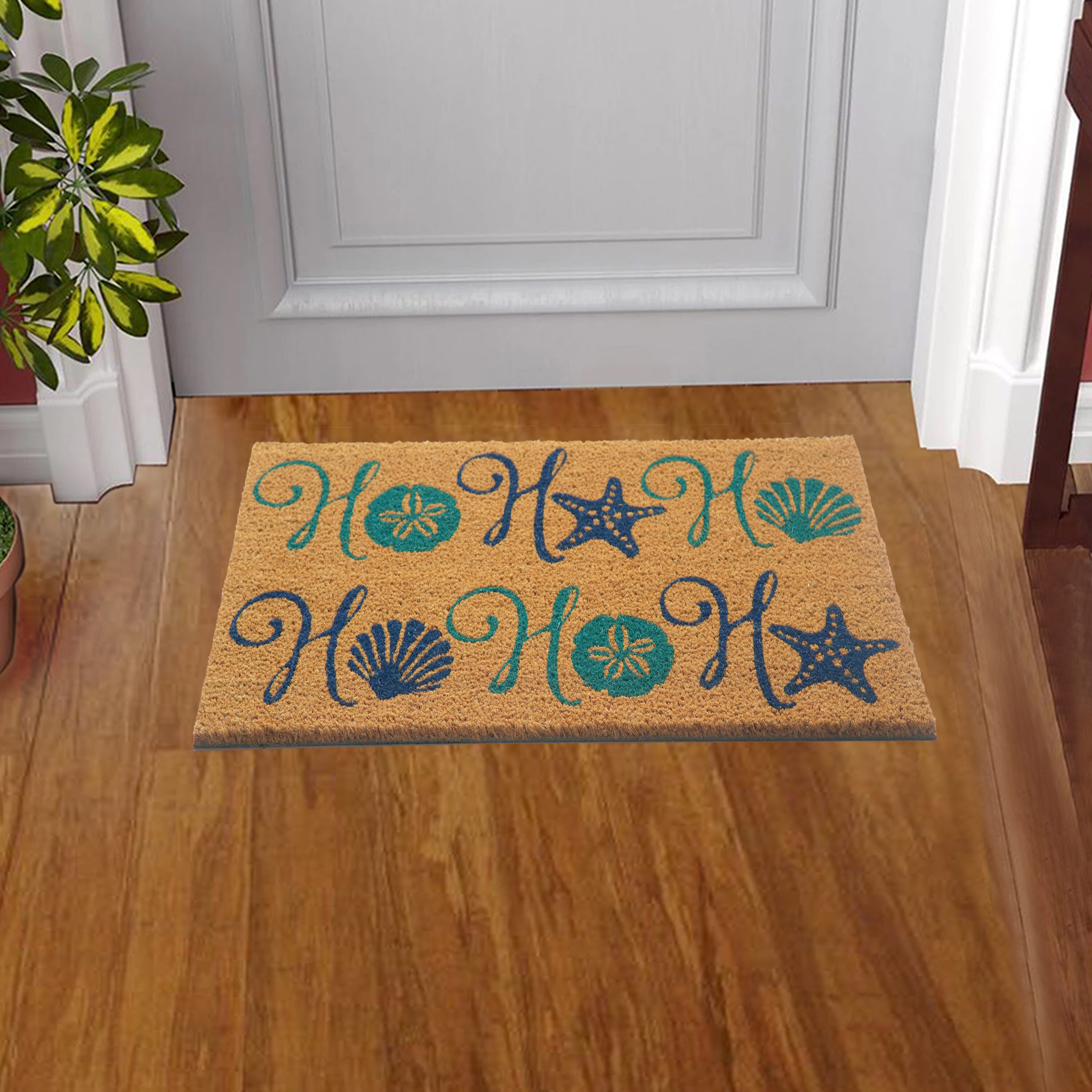 Holiday Living WG-COASTHOHO 18-in x 30-in Ho Ho Ho Coir Non-Slip Grip Indoor or outdoor Winter Door Mat