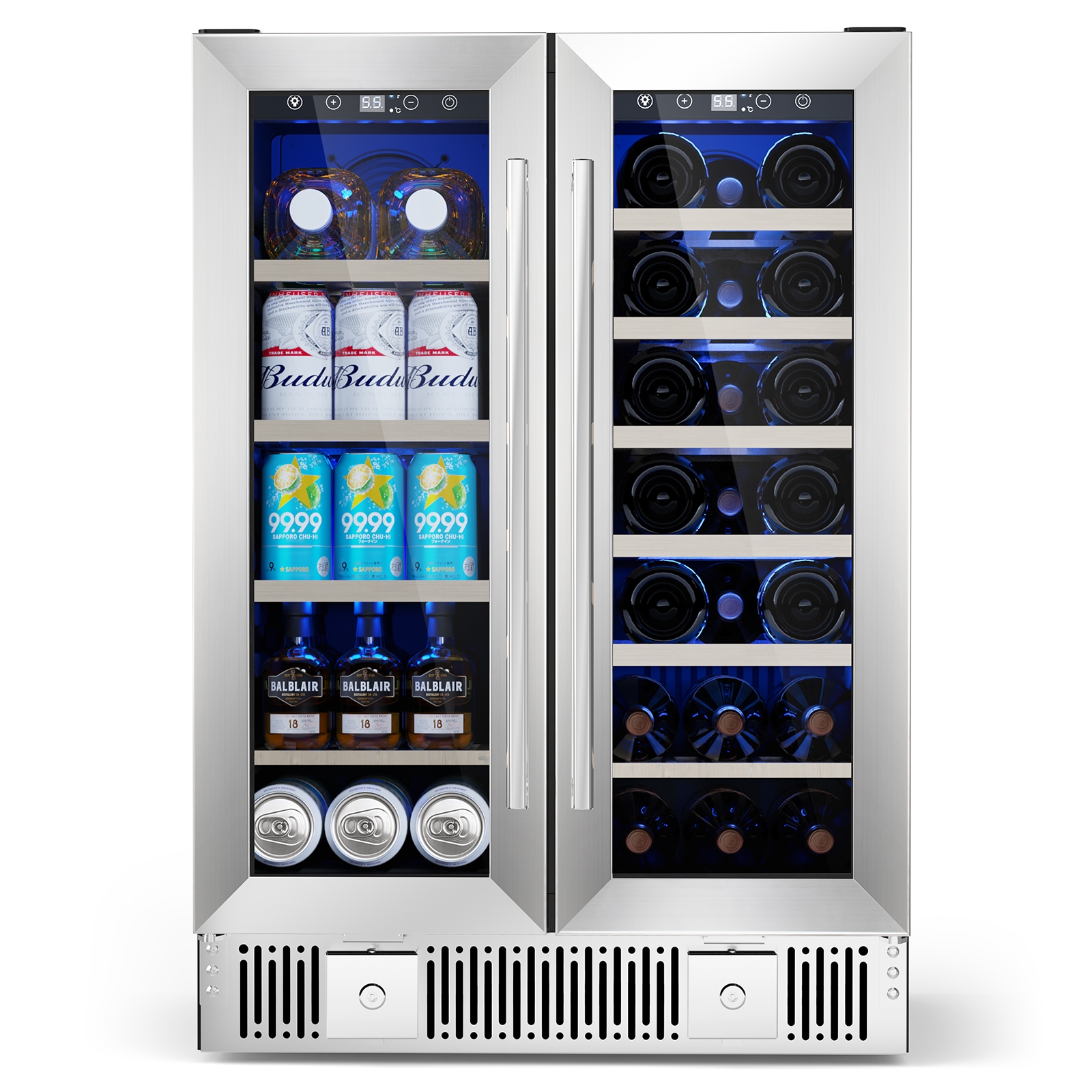 COWSAR 23.62-in W 126 -Can Capacity Stainless Steel Built-in/Freestanding Indoor Beverage Refrigerator with Glass Door Sansujyuku sansujyuku.com